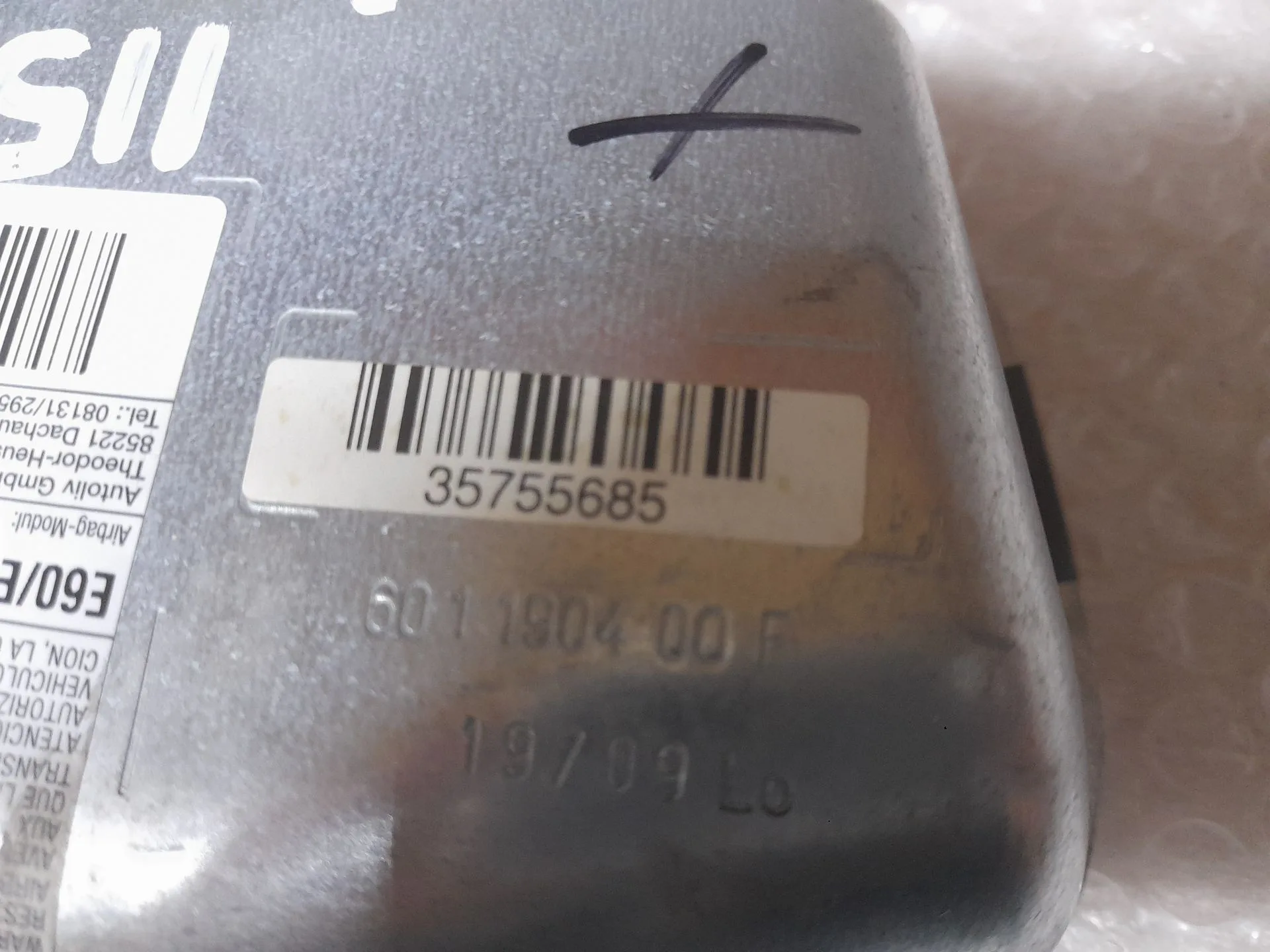 Airbag Lateral Delantero Derecho para Bmw Serie 5 Berlina (E60)