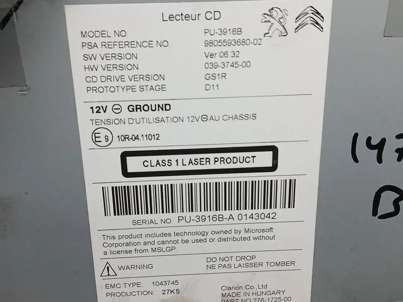 Sistema Audio / Radio Cd para Citroën C4 Lim.