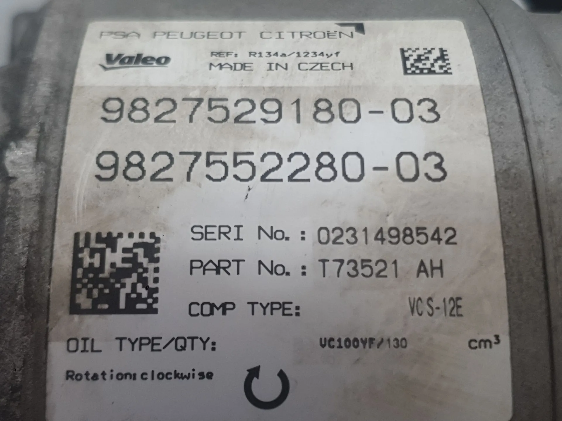 Compresor Aire Acondicionado para Citroën C5 Aircross (Ac_, Aj_, Ar_, A4_)