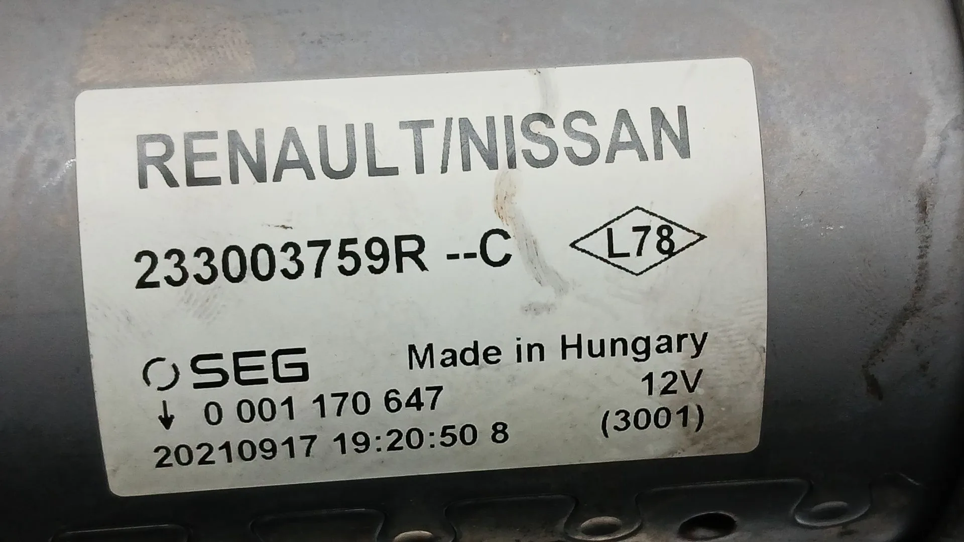 Motor Arranque para Nissan Nv250 Furgoneta (X61)