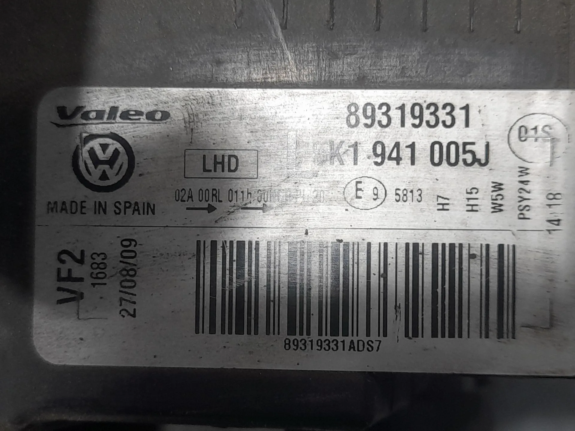 Faro Izquierdo para Volkswagen Golf Vi (5K1)