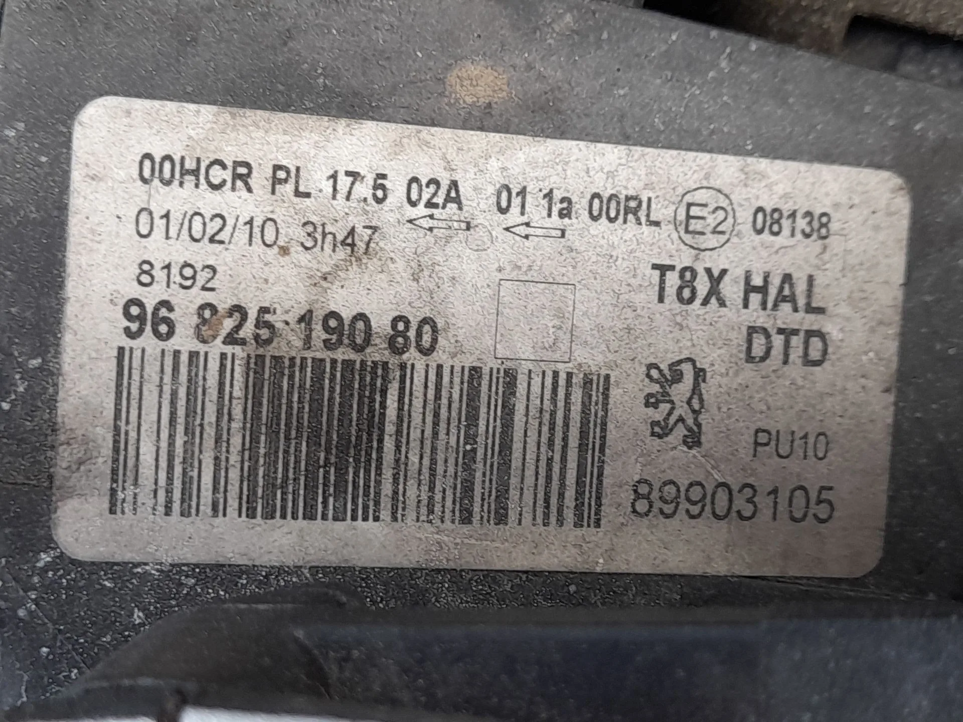 Faro Derecho para Peugeot 5008 (0U_, 0E_)