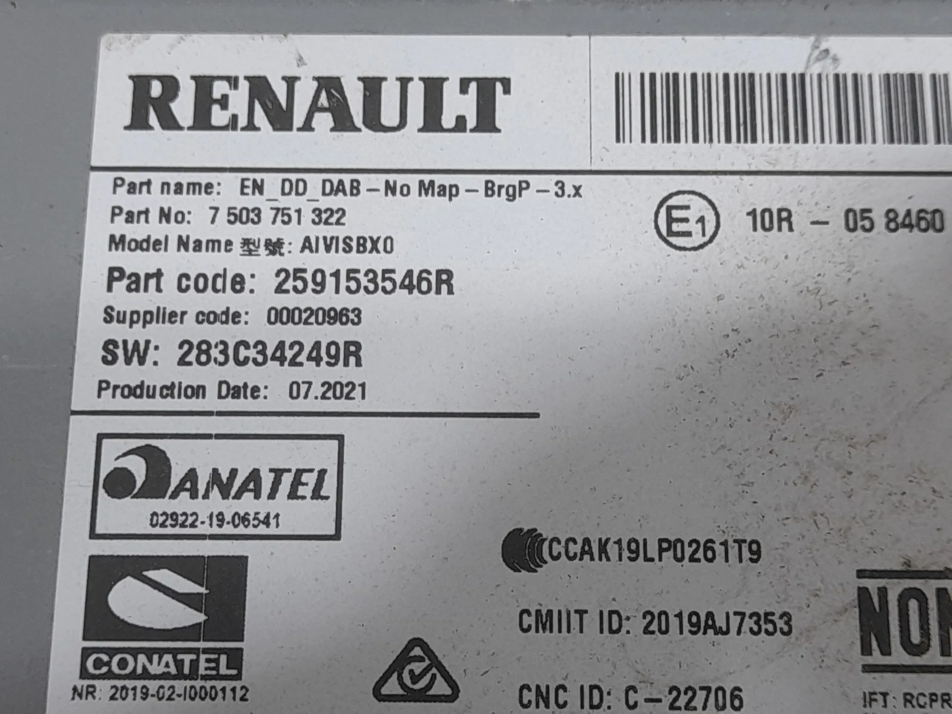 Sistema Audio / Radio para Renault Clio V