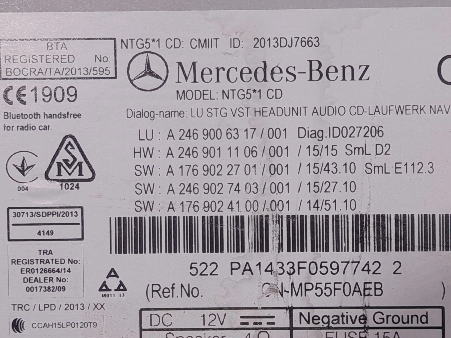 Sistema Audio / Radio Cd para Mercedes-Benz Clase Gla (W156)