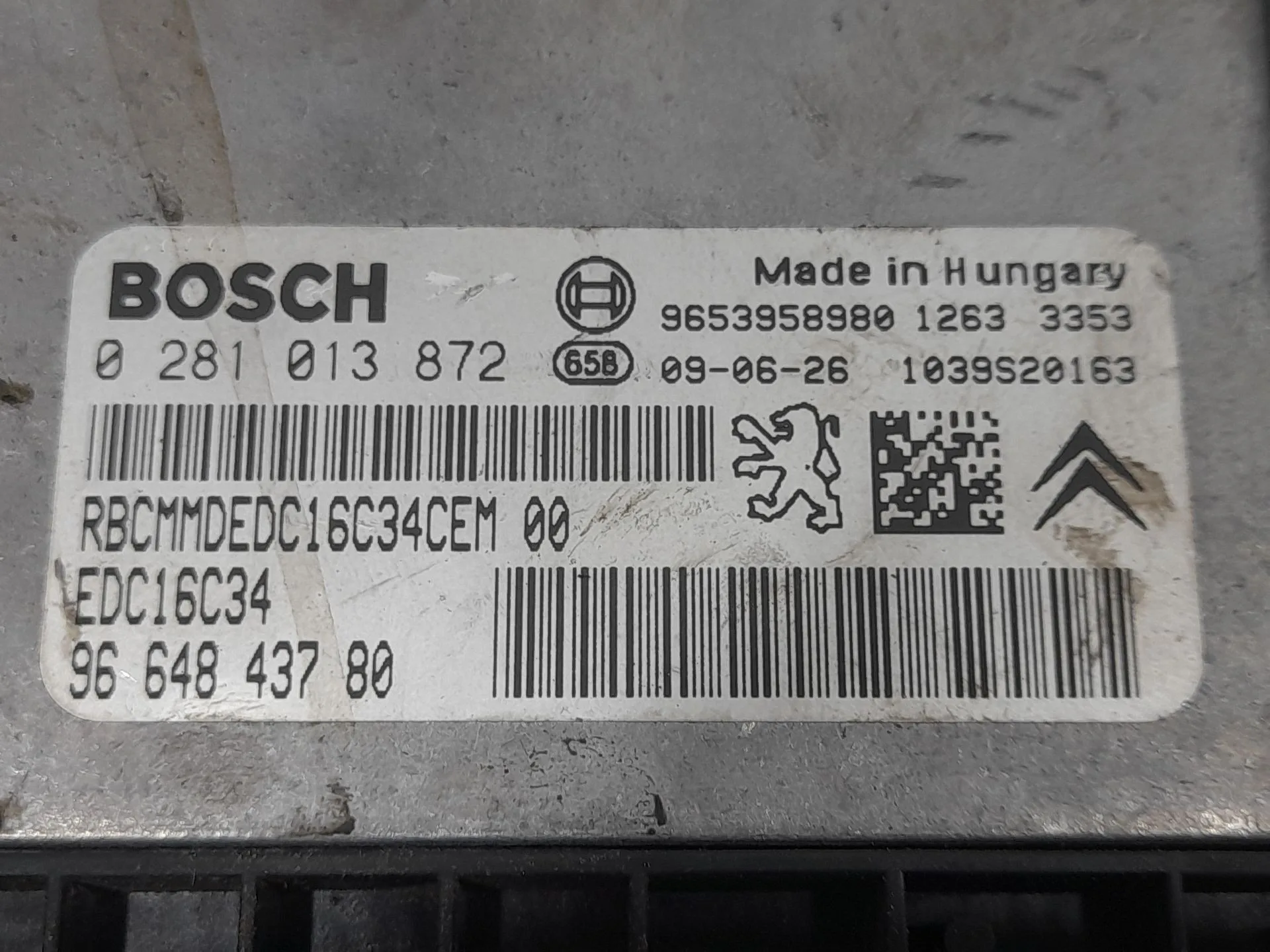 Centralita Motor Uce para Citroën C3 Picasso (Sh_)
