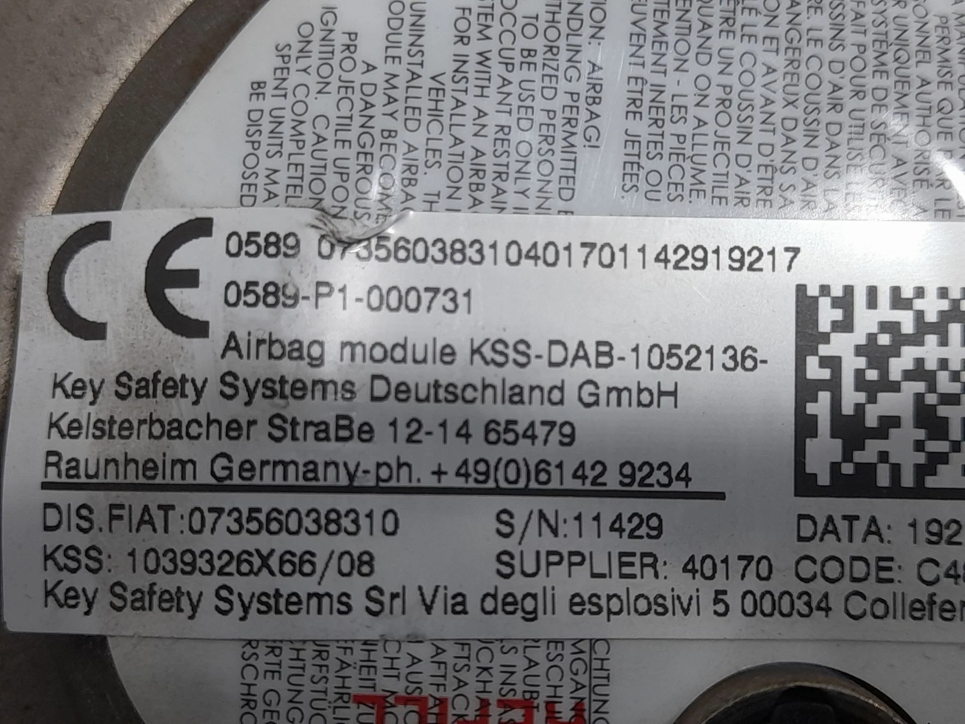 Airbag Delantero Izquierdo para Jeep Renegade