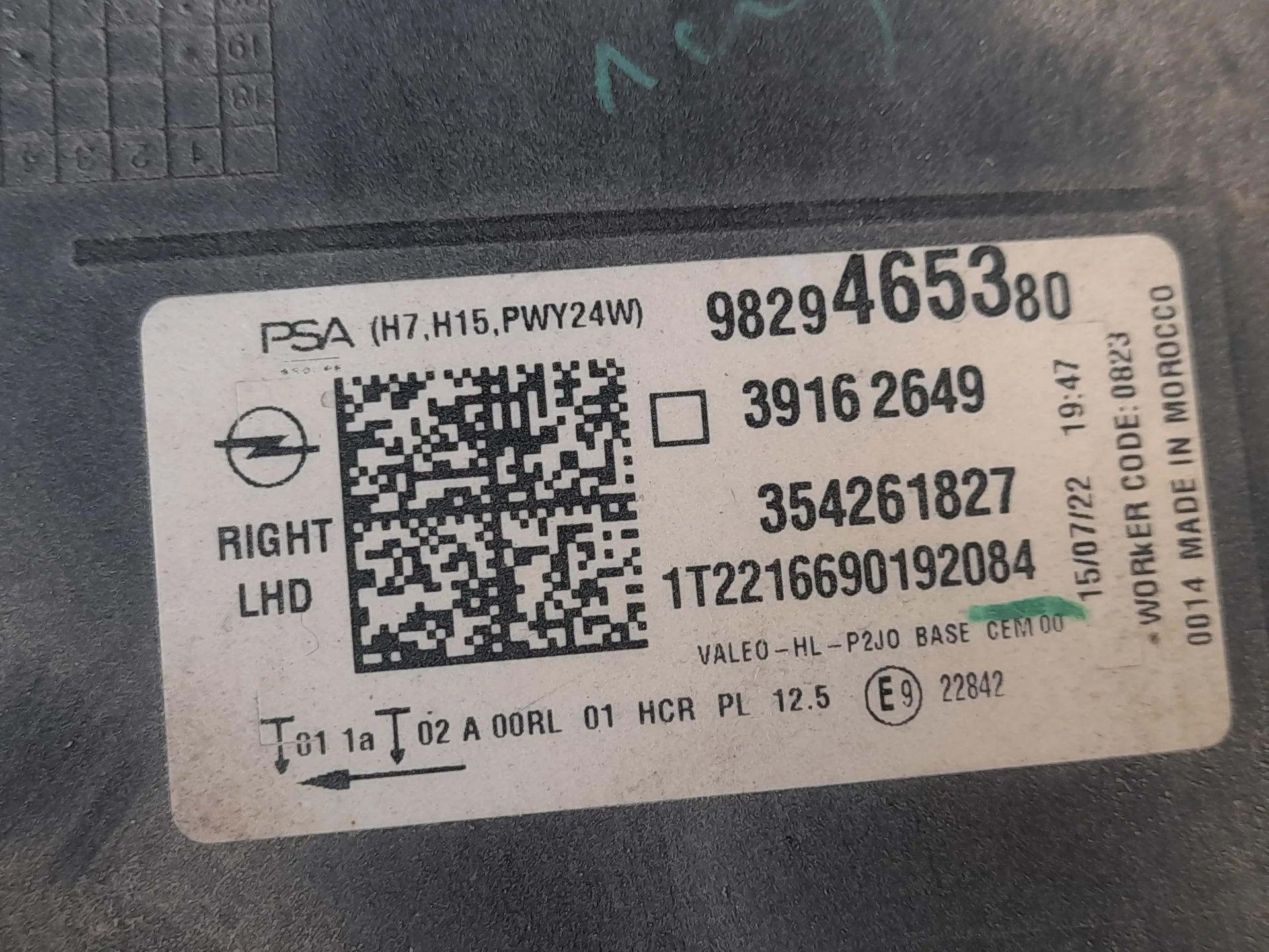 Faro Derecho para Opel Corsa F (P2Jo)