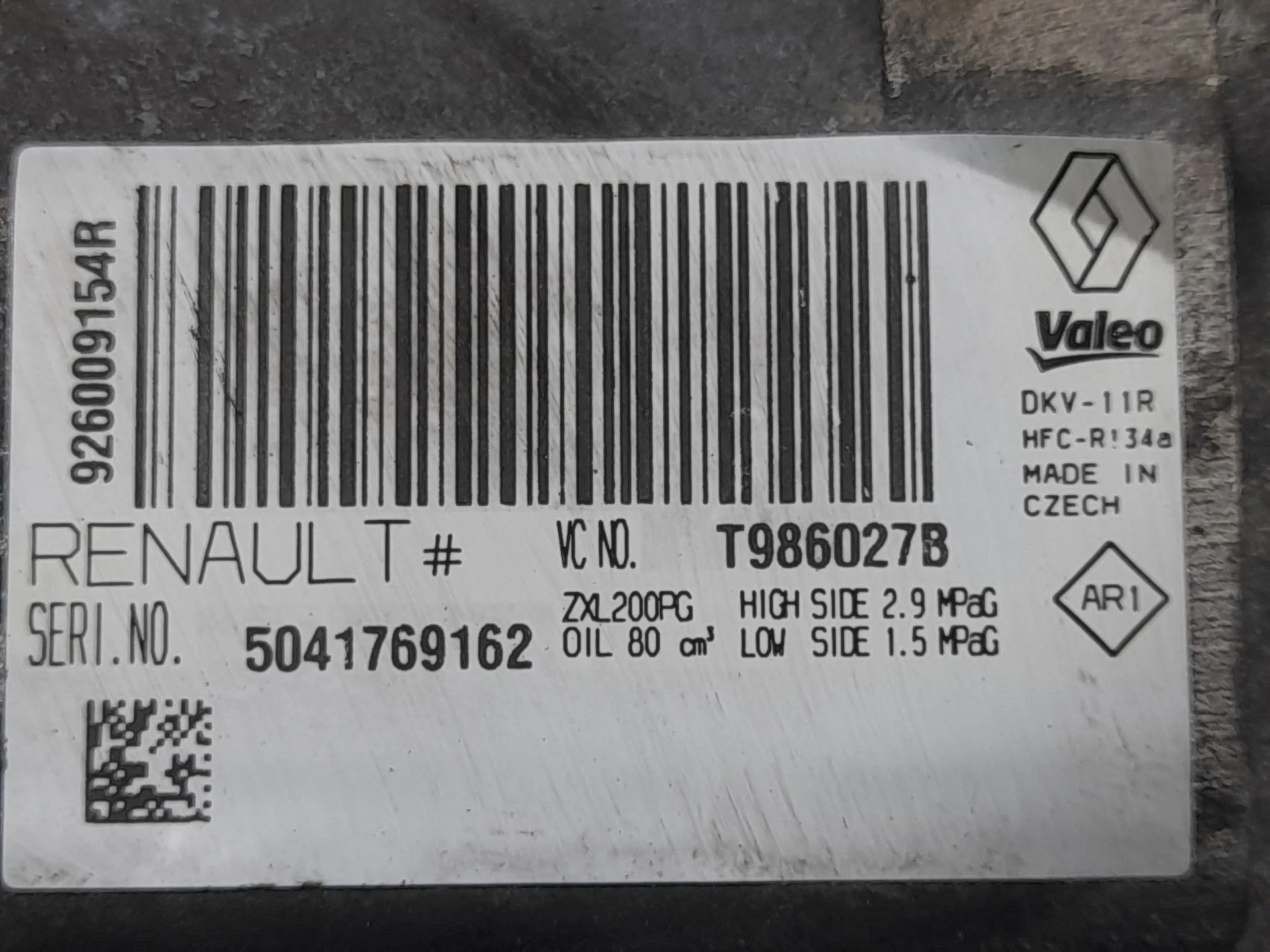 Compresor Aire Acondicionado para Dacia Dokker Furgoneta/Monovolumen