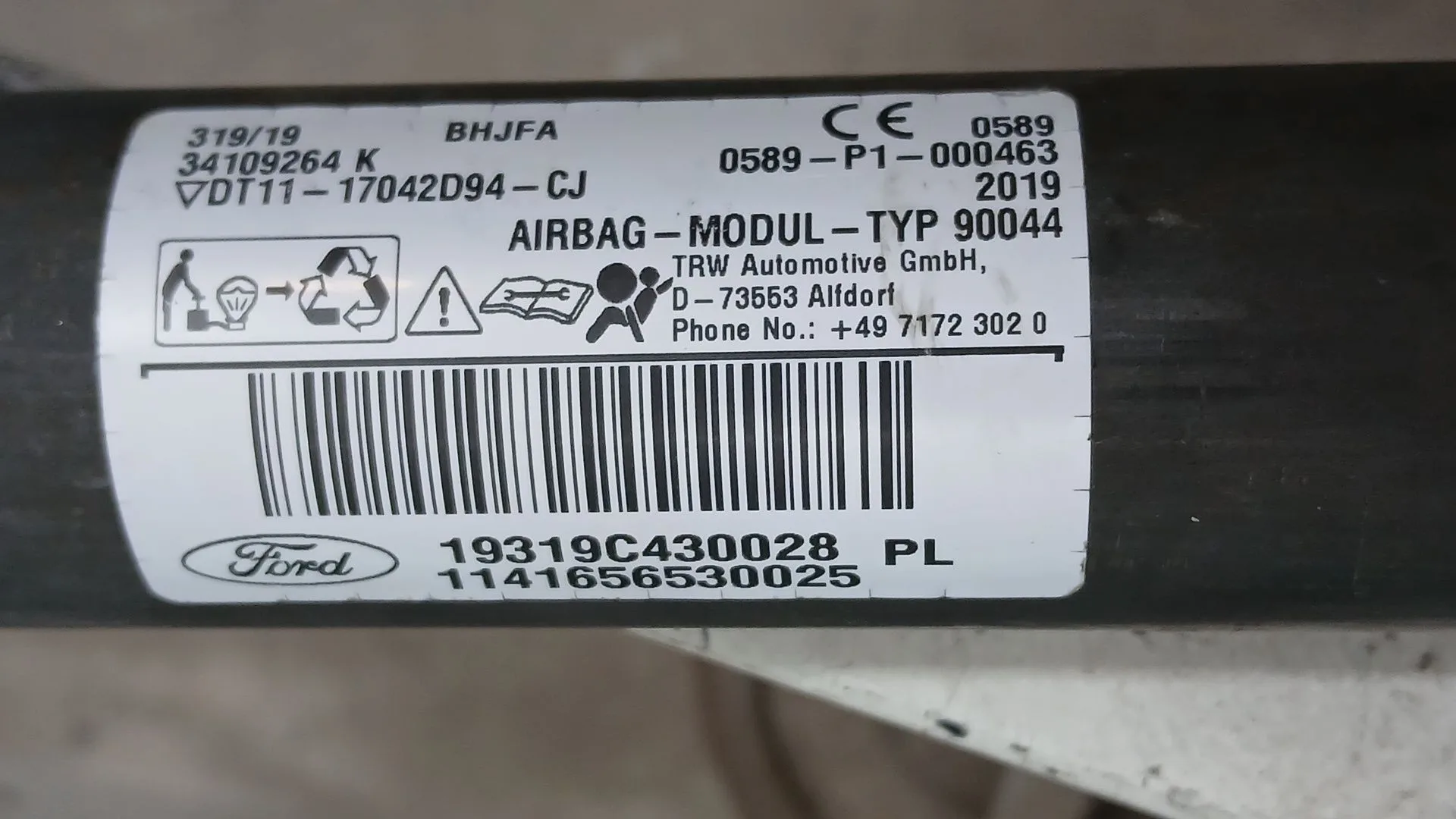 Airbag Cortina Delantero Derecho para Ford Tourneo Connect / Grand Tourneo Connect V408 Monospace