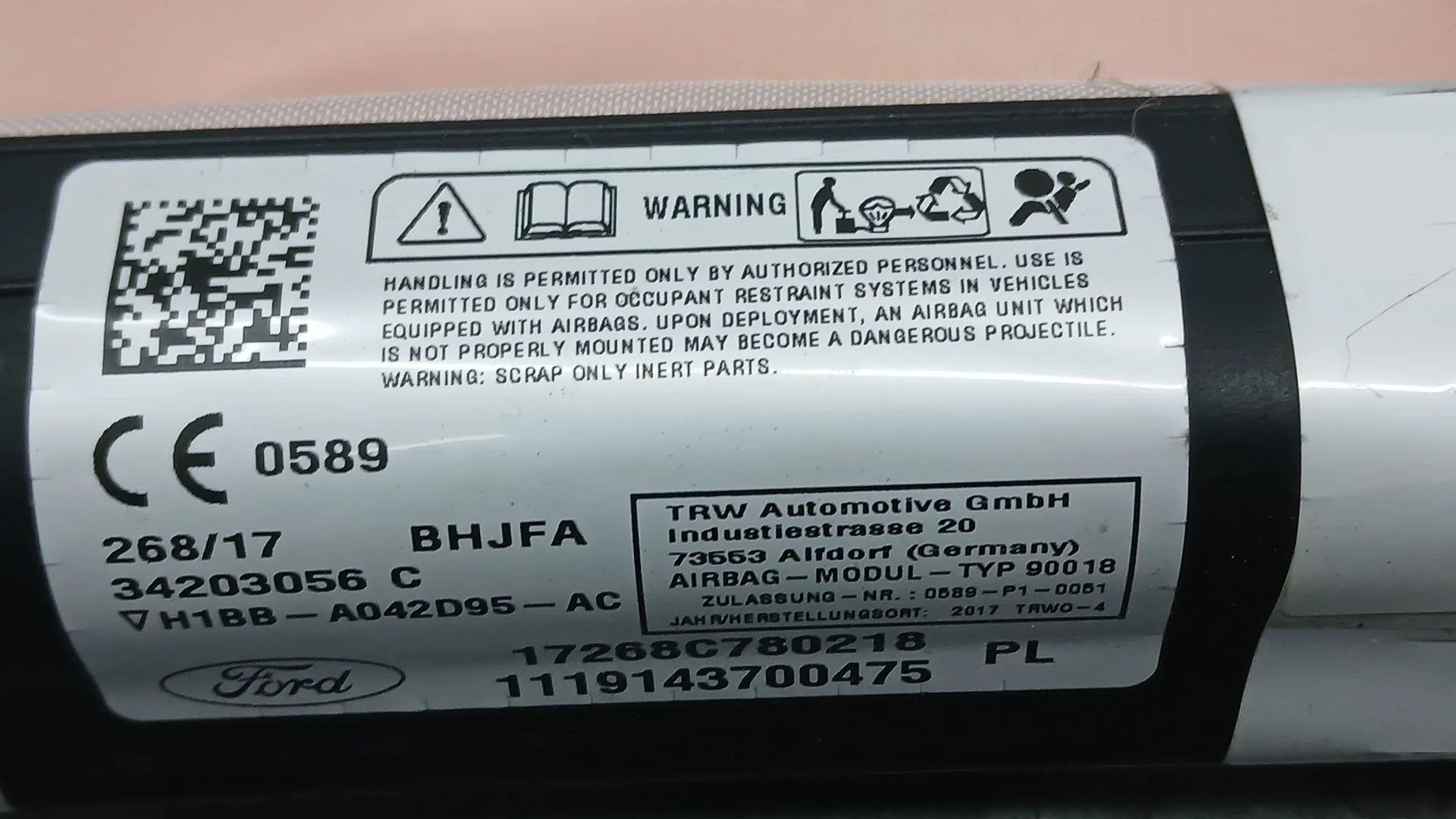 Airbag Cortina Delantero Izquierdo para Ford Fiesta Vii (Hj, Hf)