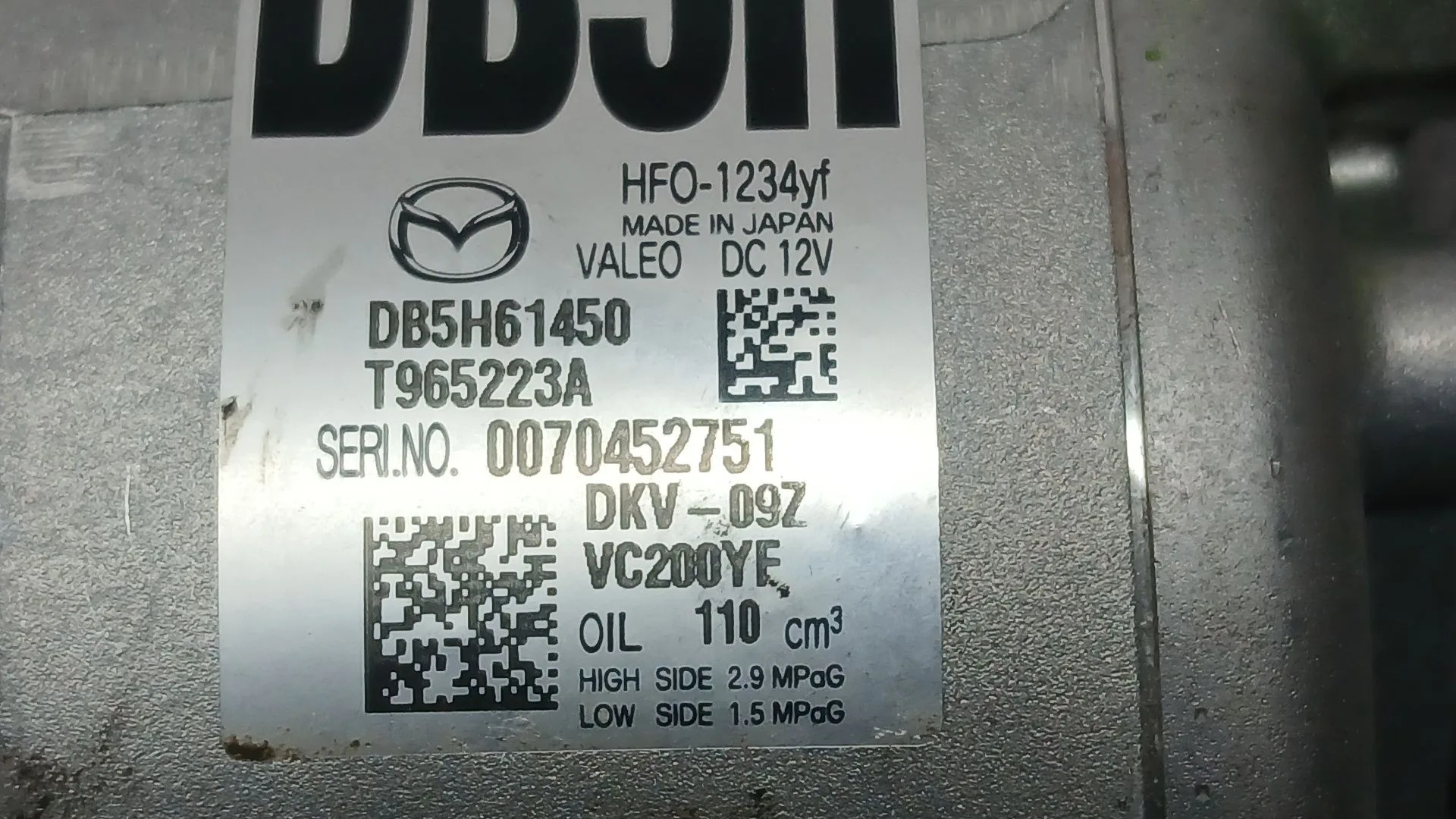 Compresor Aire Acondicionado para Mazda 2 Hatchback (Dl, Dj)