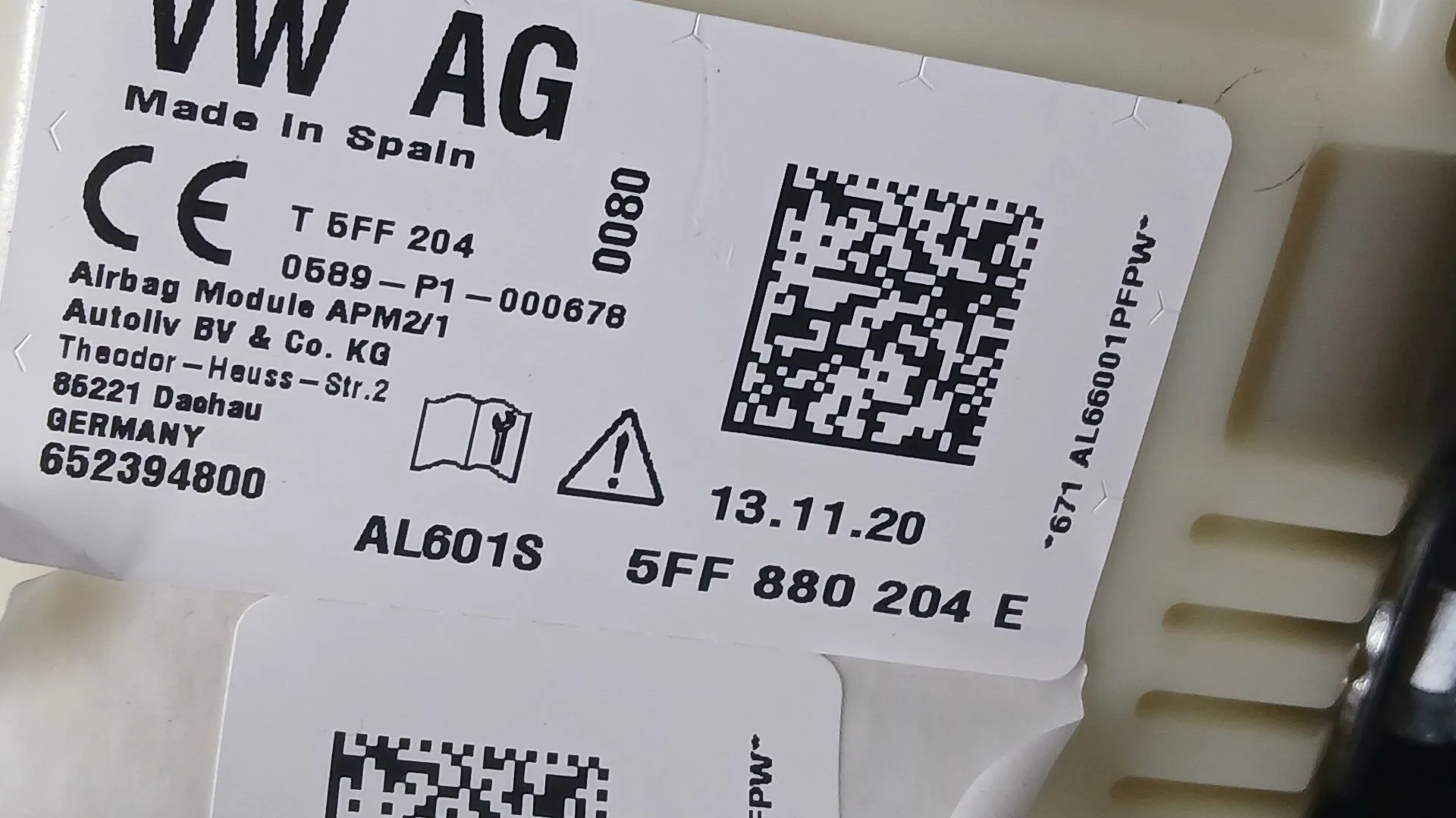 Kit Airbag para Cupra Formentor (Km7, Kmp)