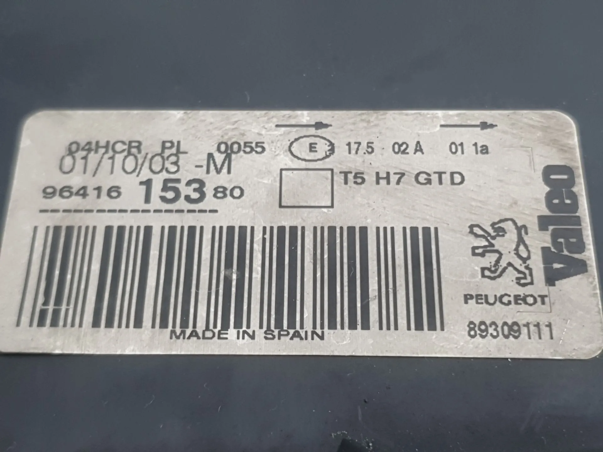 Faro Izquierdo para Peugeot 307 Sw (3H)
