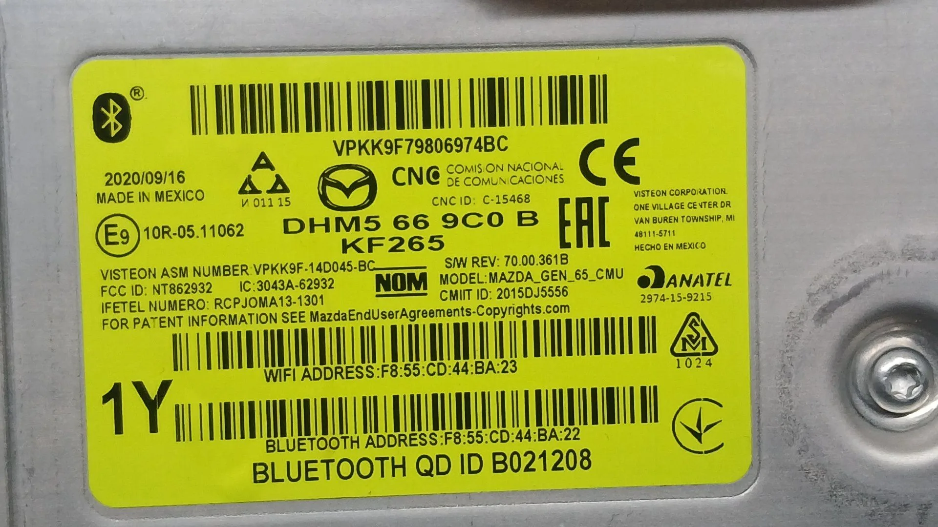 Modulo Electronico para Mazda 2 Hatchback (Dl, Dj)