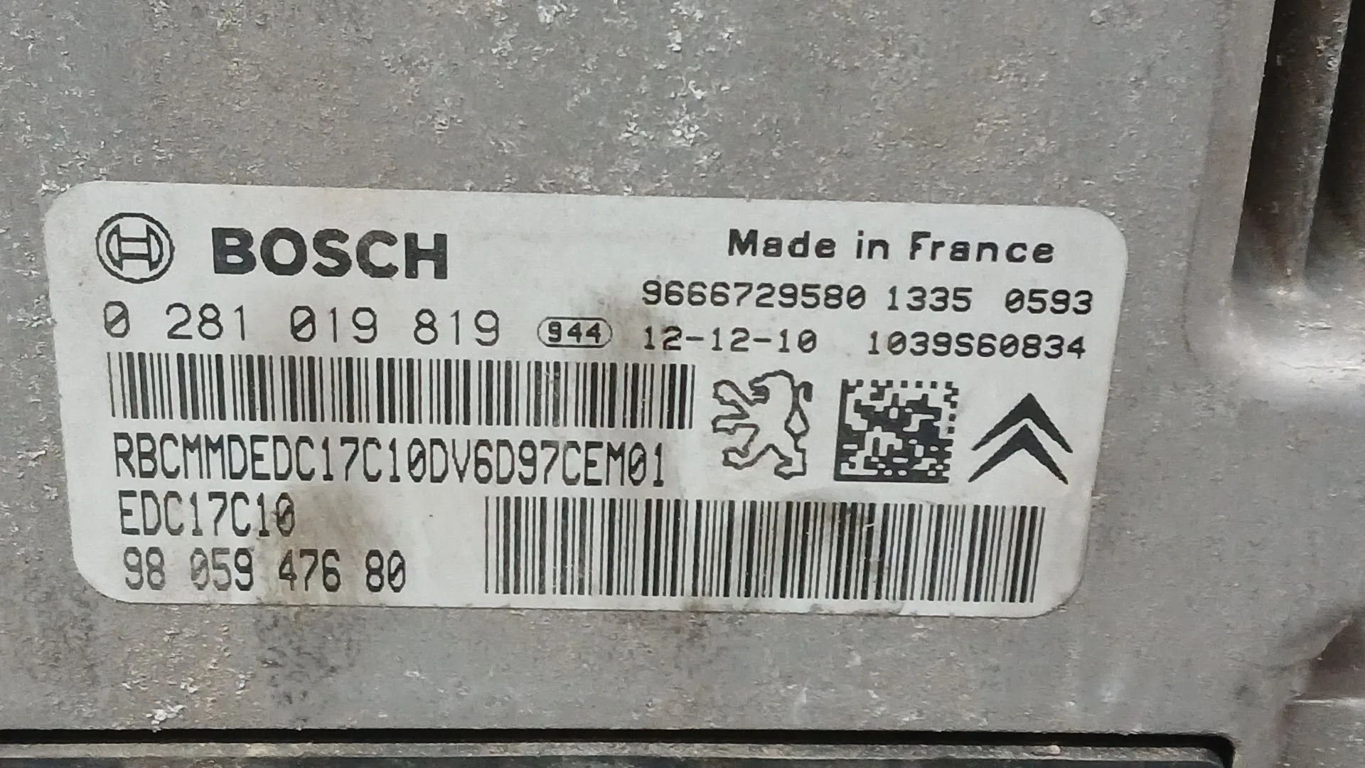 Centralita Motor Uce para Citroën C-Elysee (Dd_)