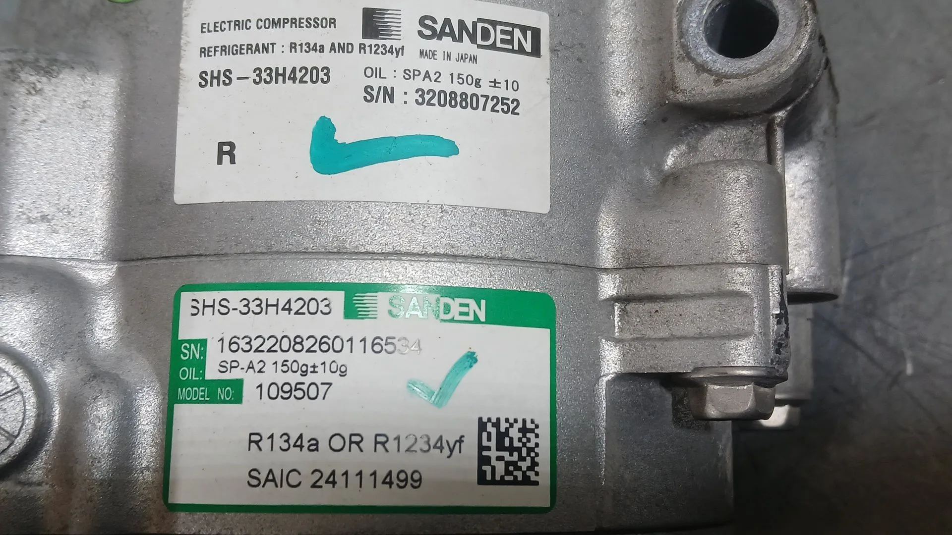 Compresor Aire Acondicionado para Mg Hs (As23)