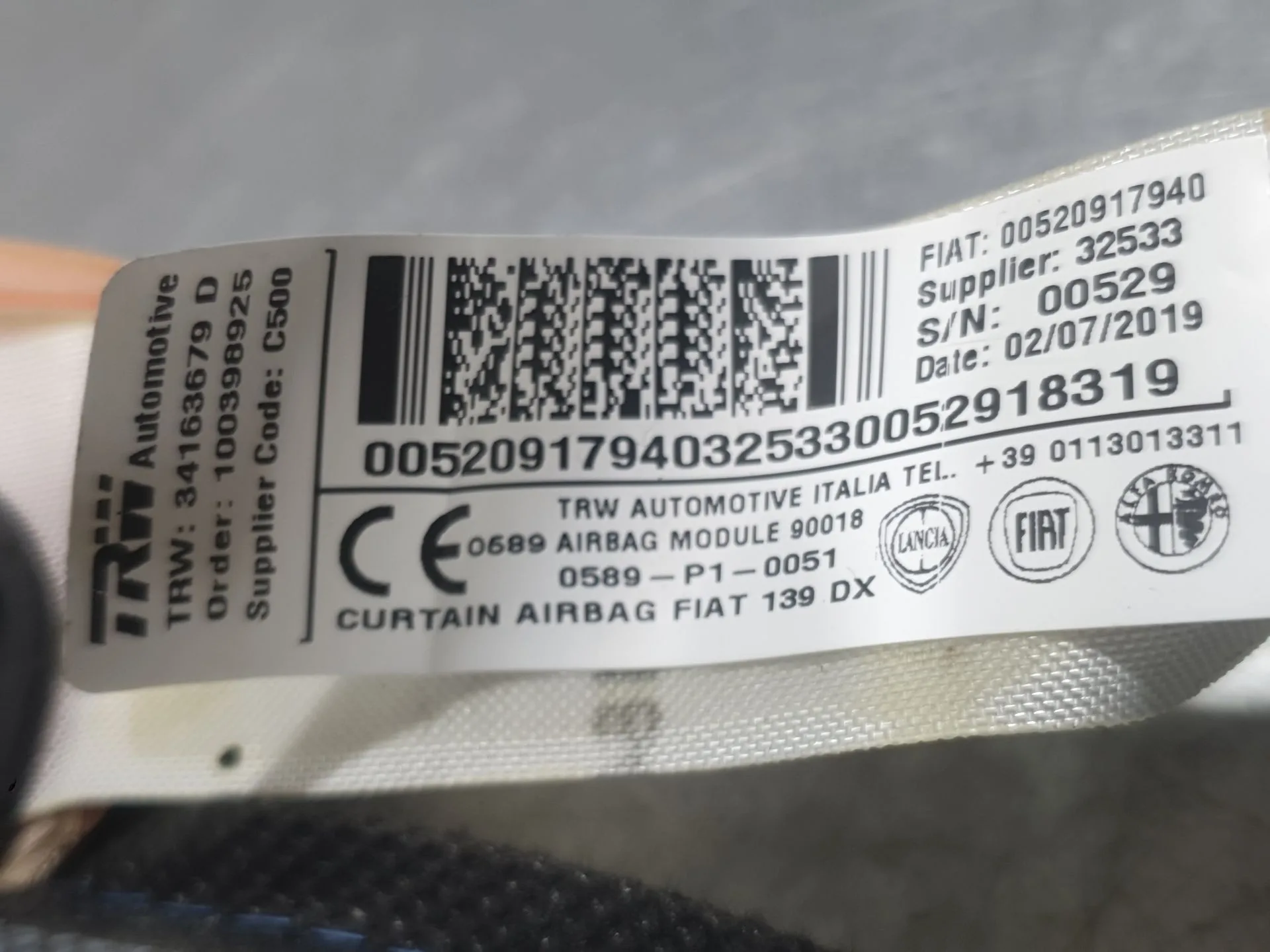 Airbag Cortina Delantero Derecho para Fiat Panda (312_, 319_)