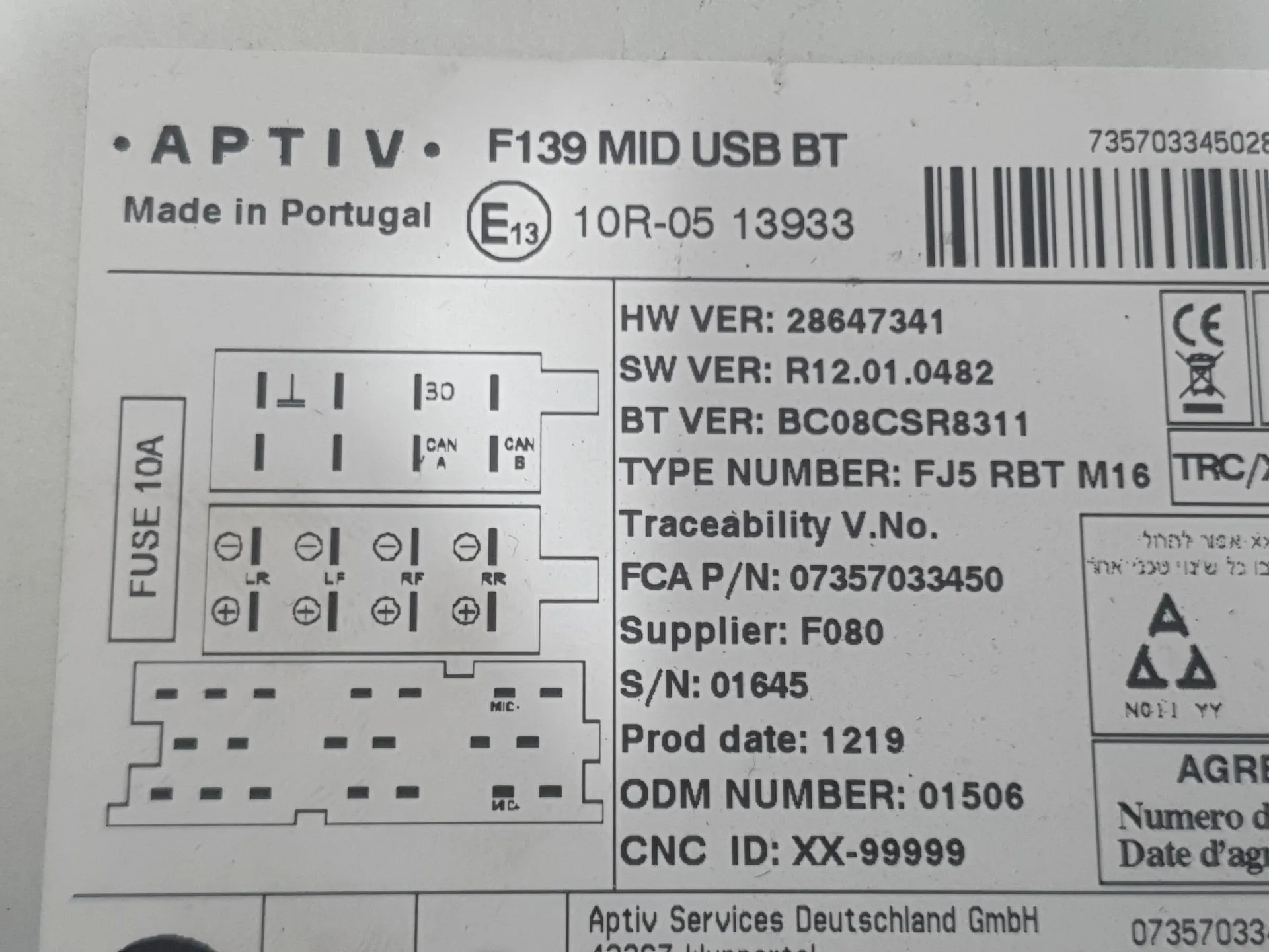 Sistema Audio / Radio para Fiat Panda (312_, 319_)