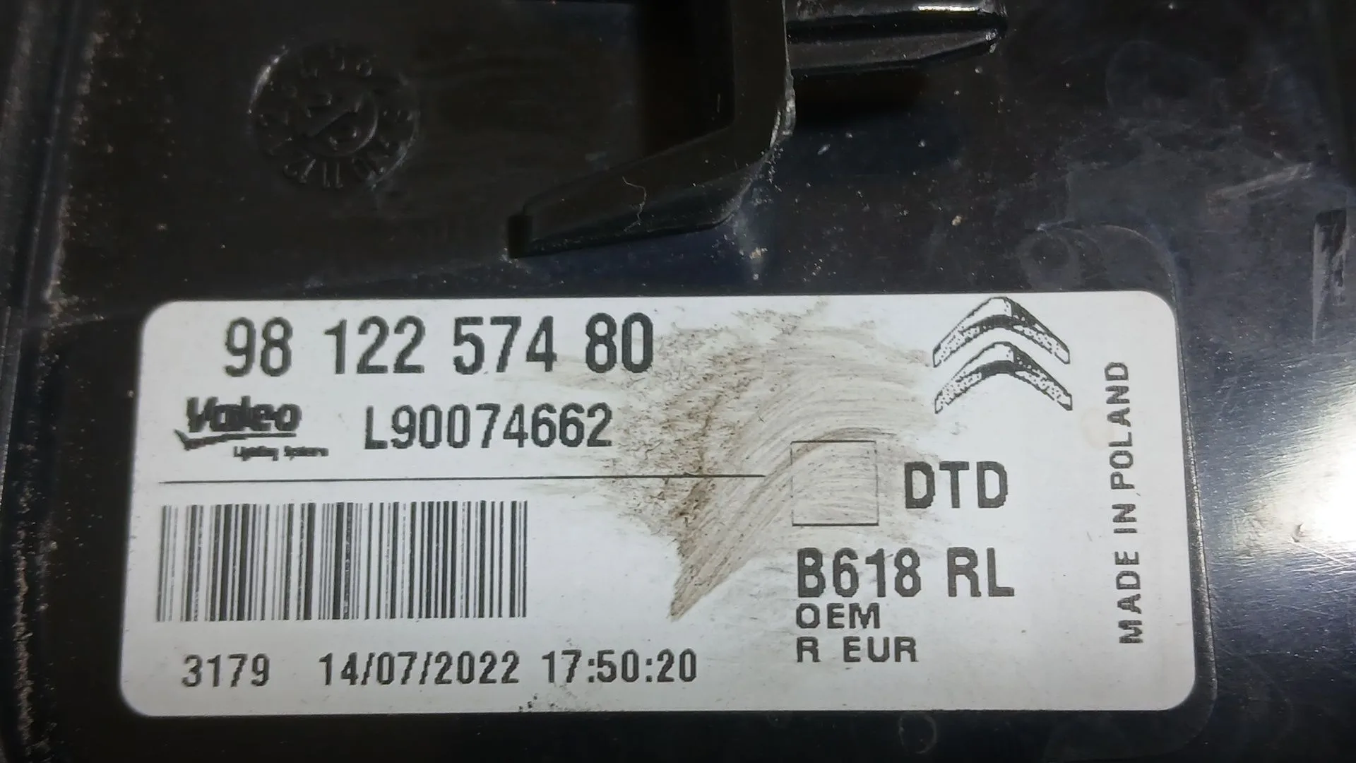 Piloto Trasero Derecho para Citroën C3 Iii (Sx)