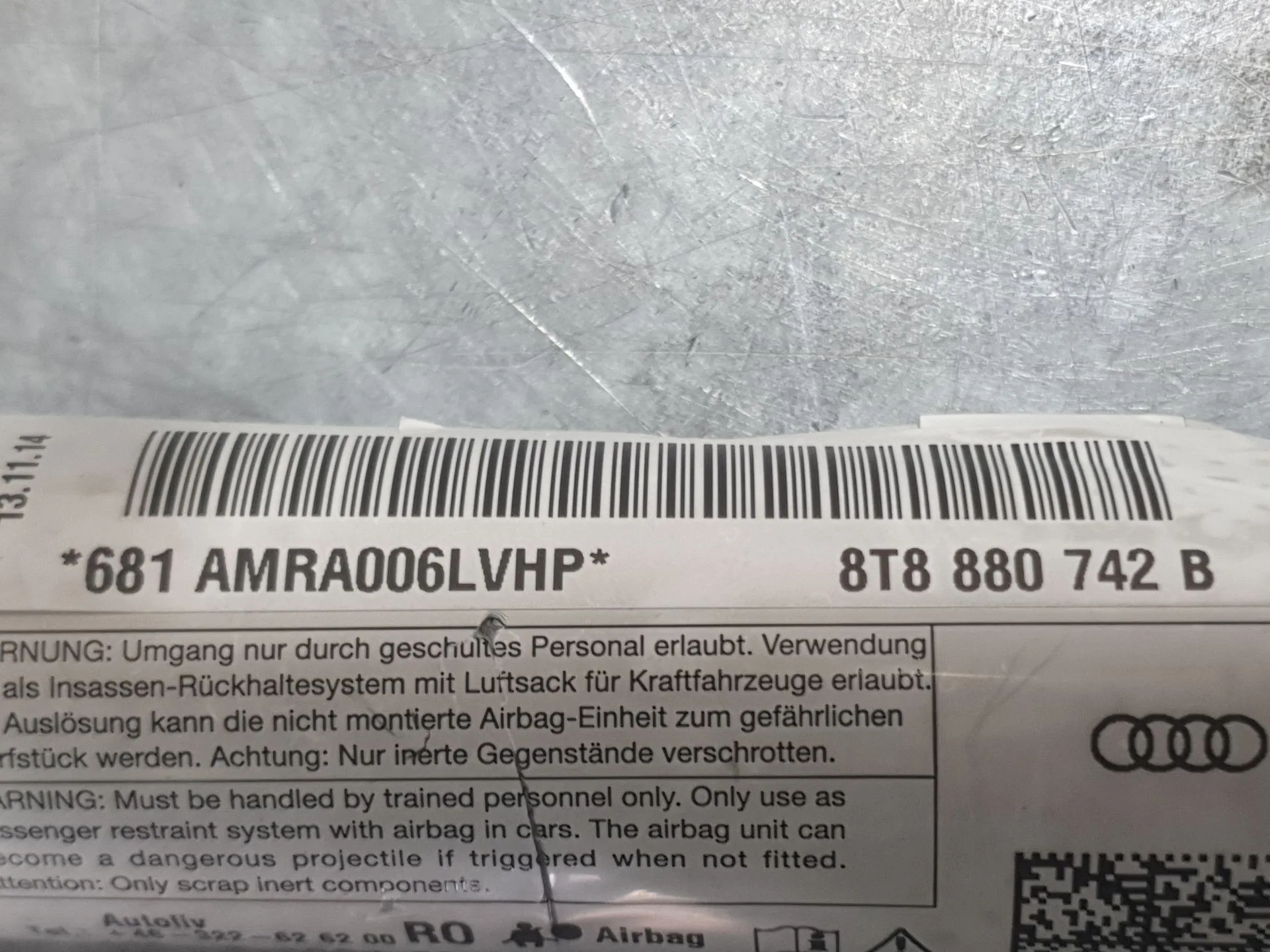 Airbag Cortina Delantero Derecho para Audi A5 Sportback (8Ta)