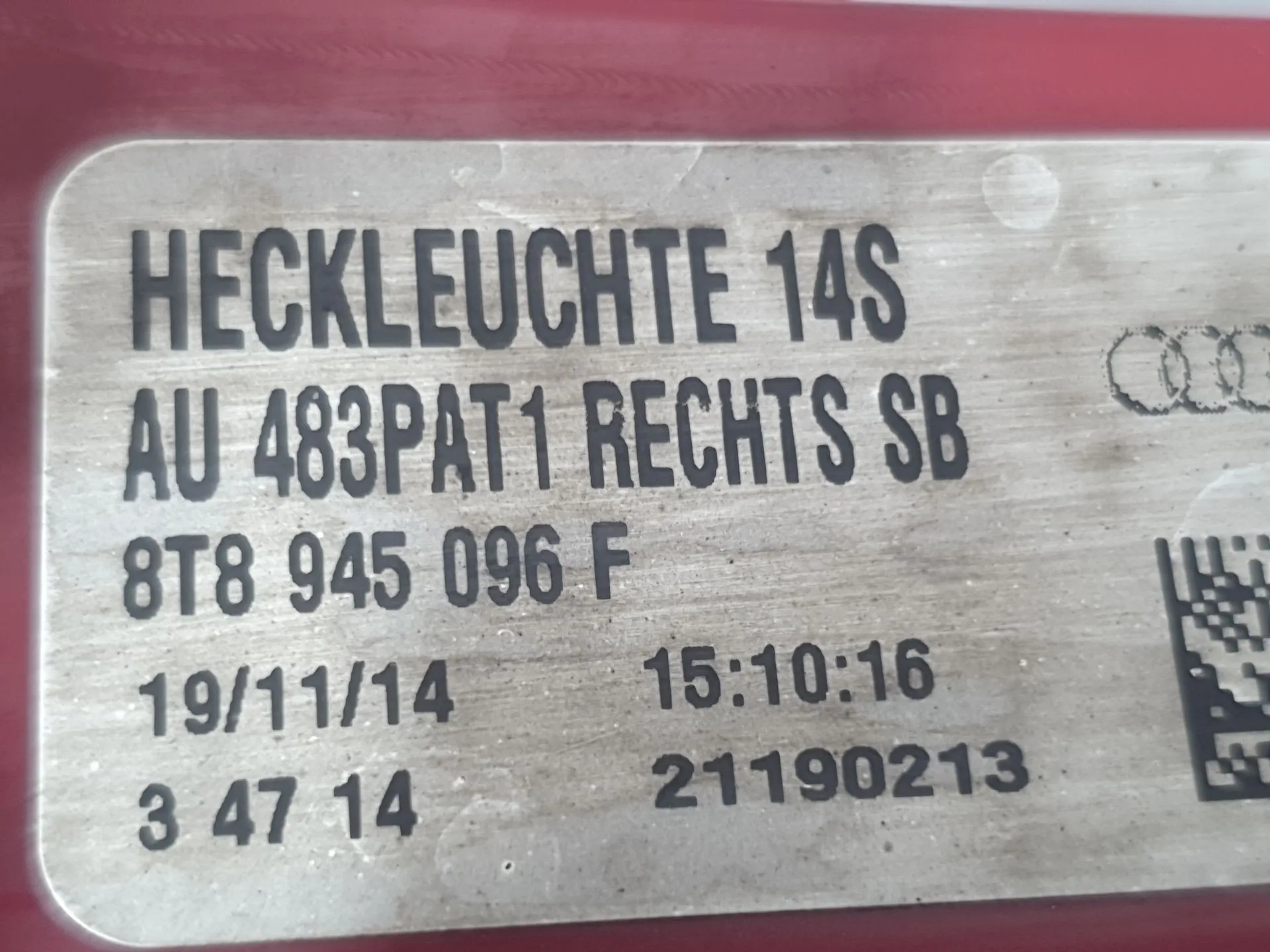 Piloto Trasero Derecho Exterior para Audi A5 Sportback (8Ta)