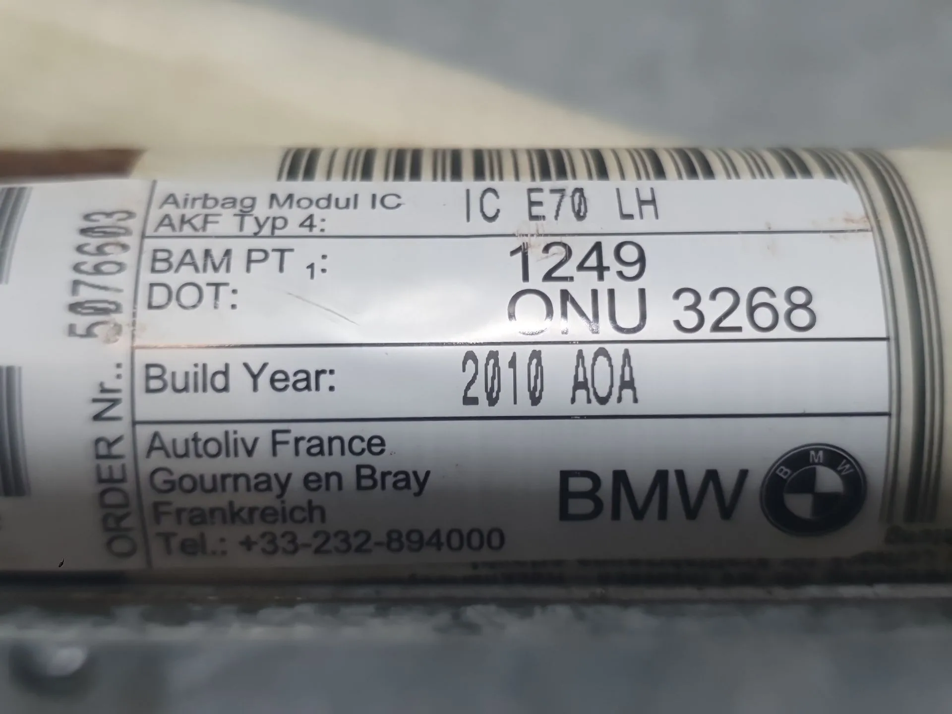 Airbag Cortina Delantero Izquierdo para Bmw X5 (E70)