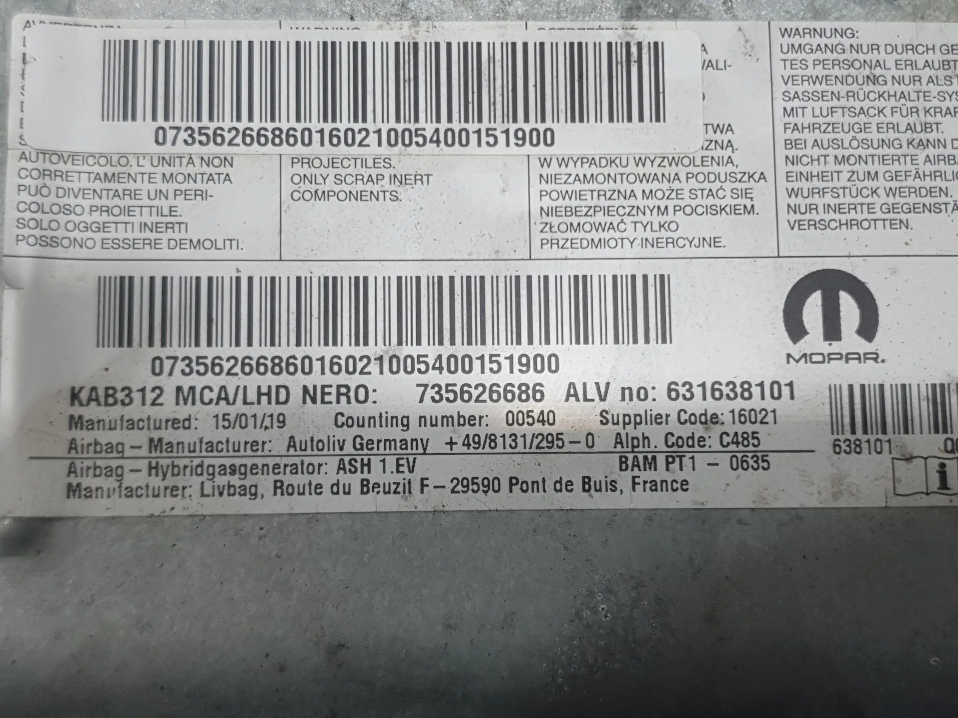 Kit Airbag para Fiat 500 (312_)