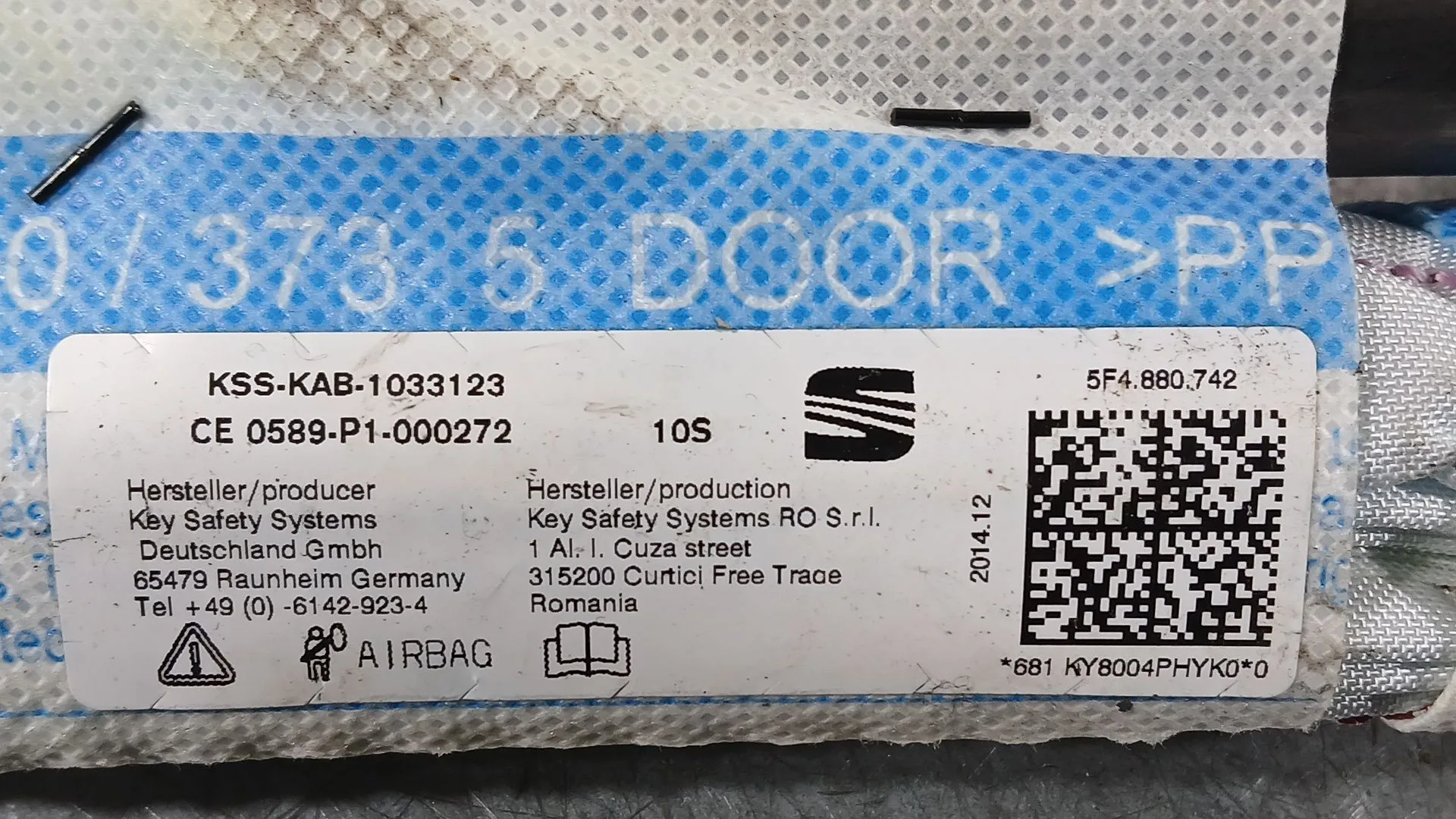 Airbag Cortina Delantero Derecho para Seat Leon (5F1)
