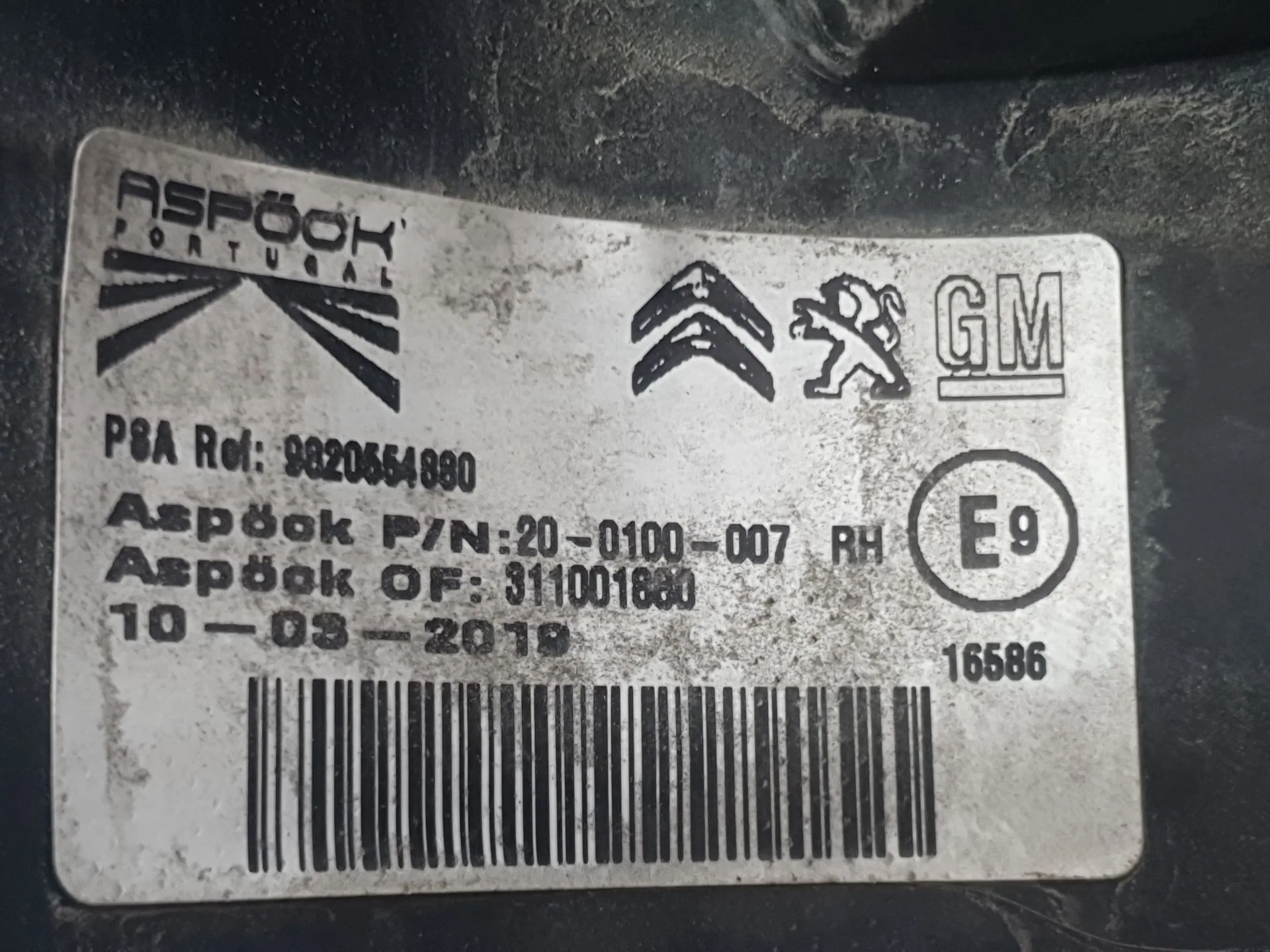 Piloto Trasero Derecho para Citroën Berlingo Furgoneta/Monovolumen (K9)