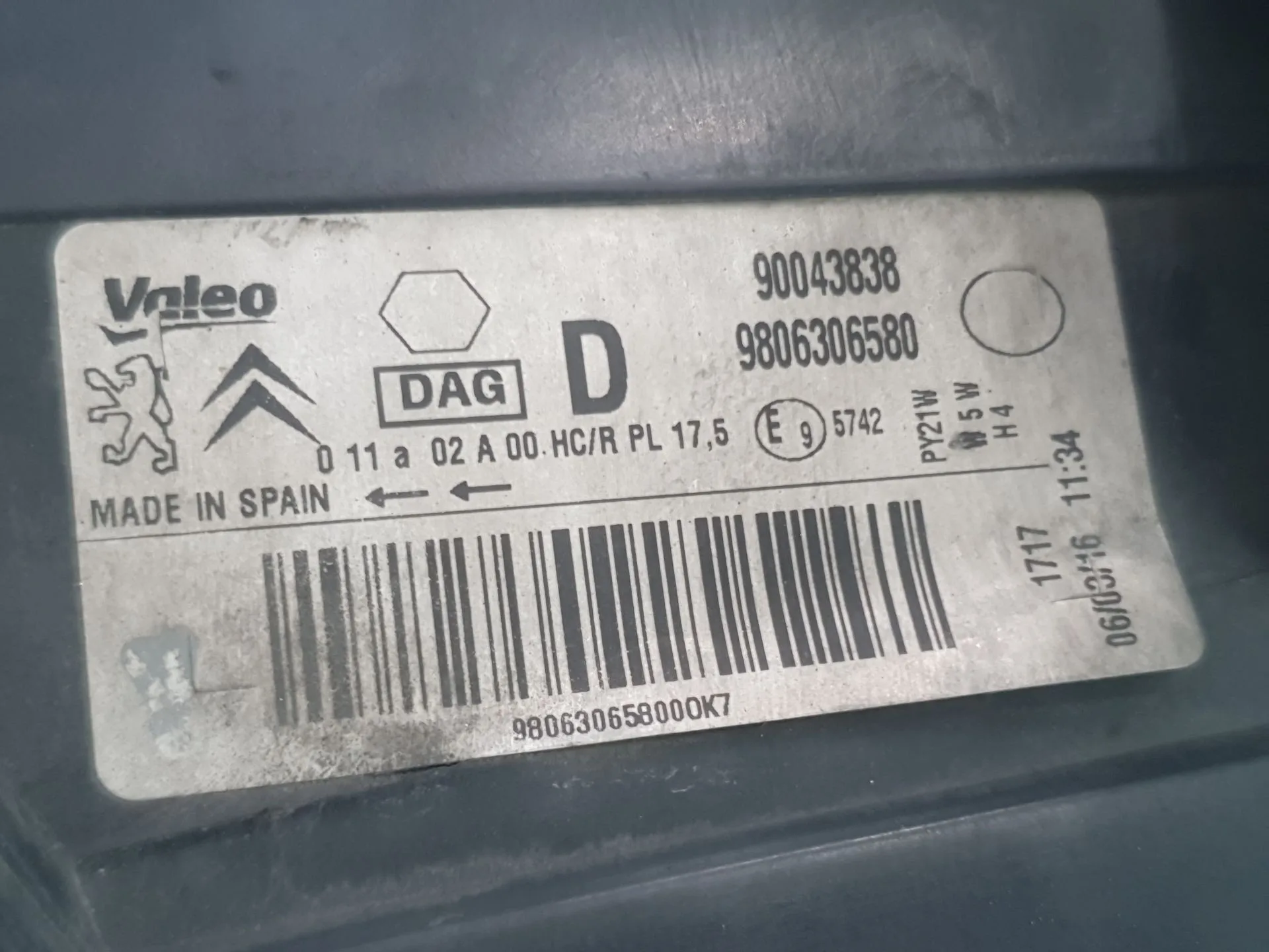 Faro Derecho para Citroën Berlingo Multispace (B9)