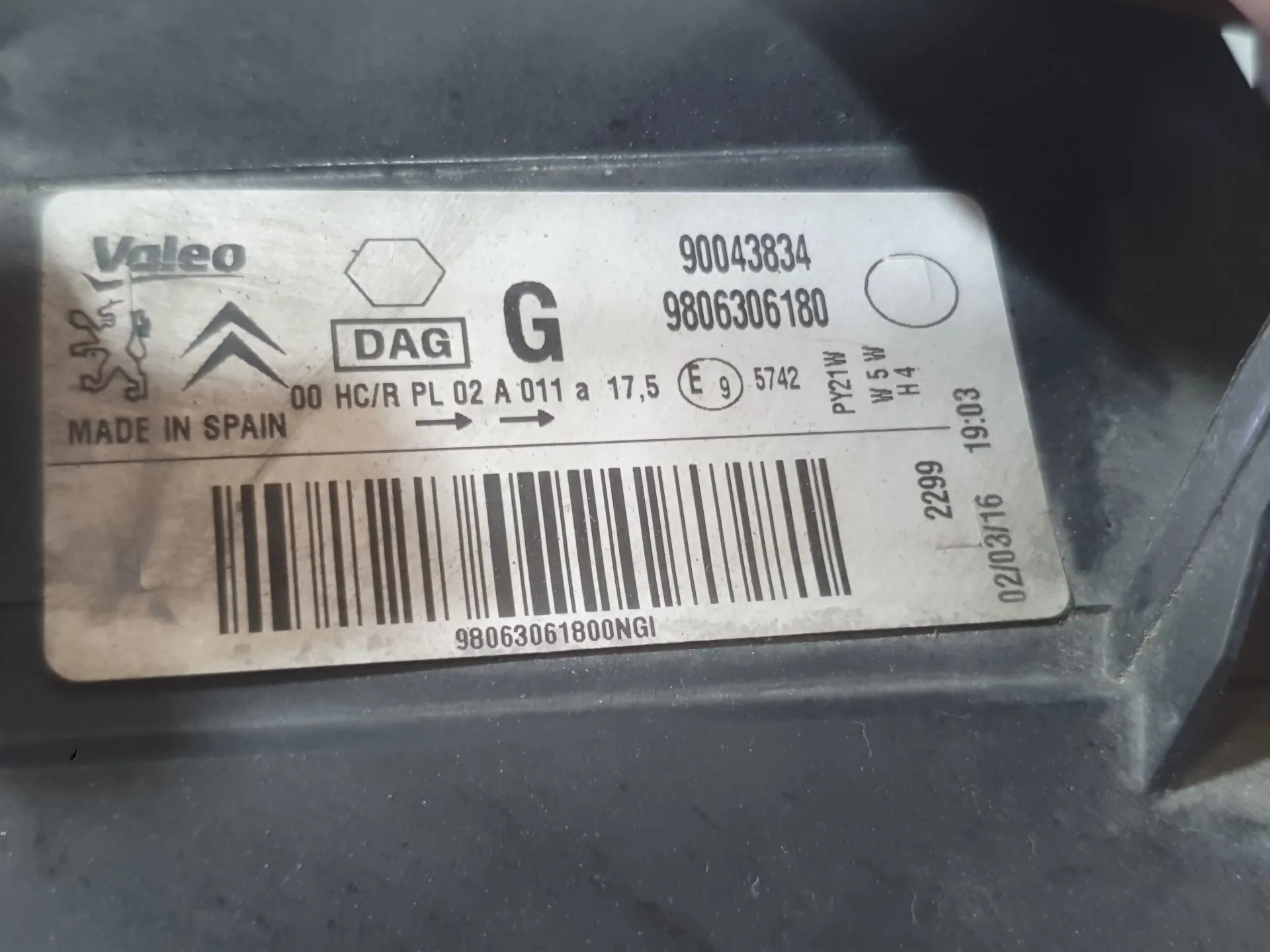 Faro Izquierdo para Citroën Berlingo Multispace (B9)
