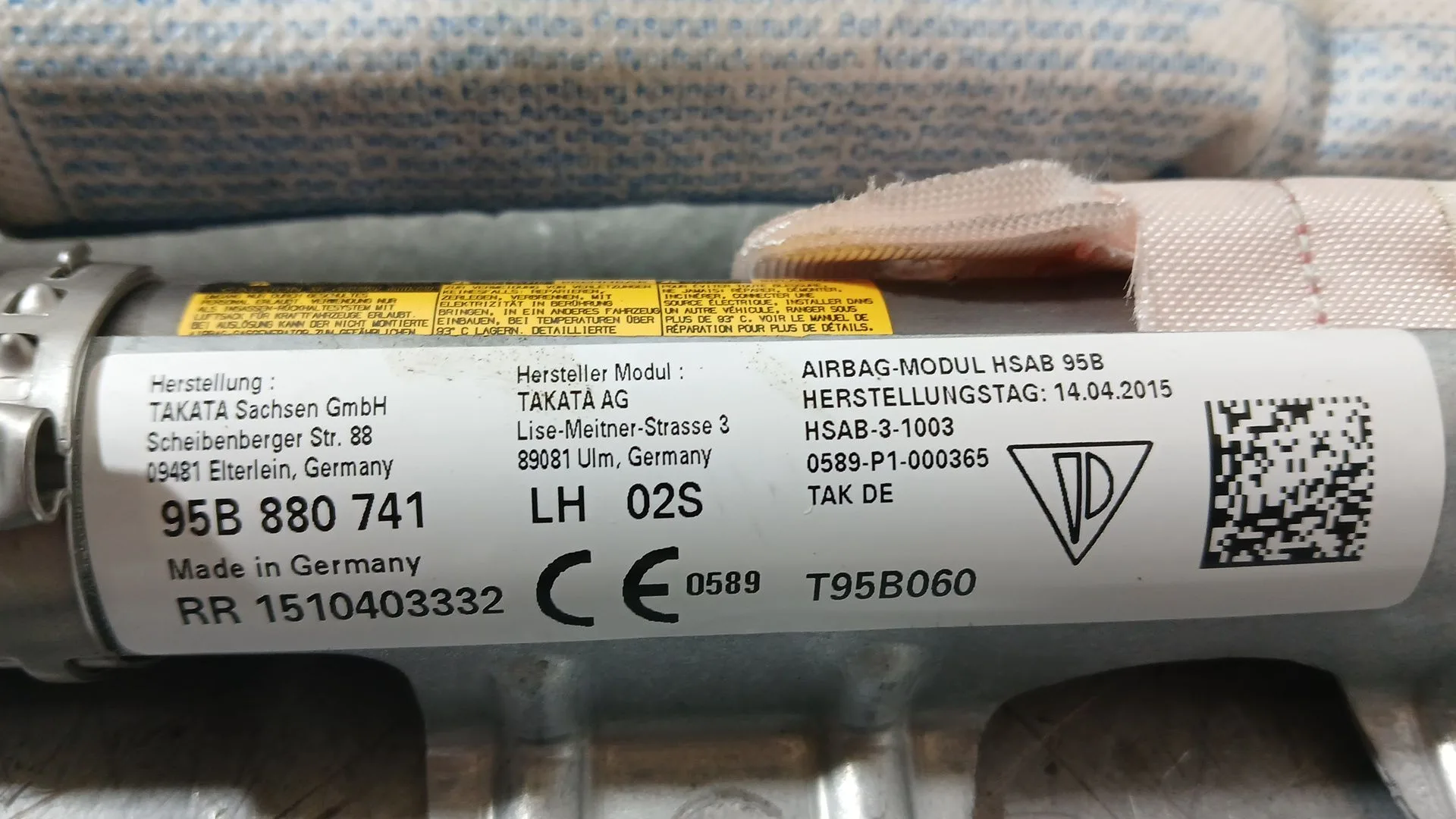 Airbag Cortina Delantero Izquierdo para Porsche Macan (95B)