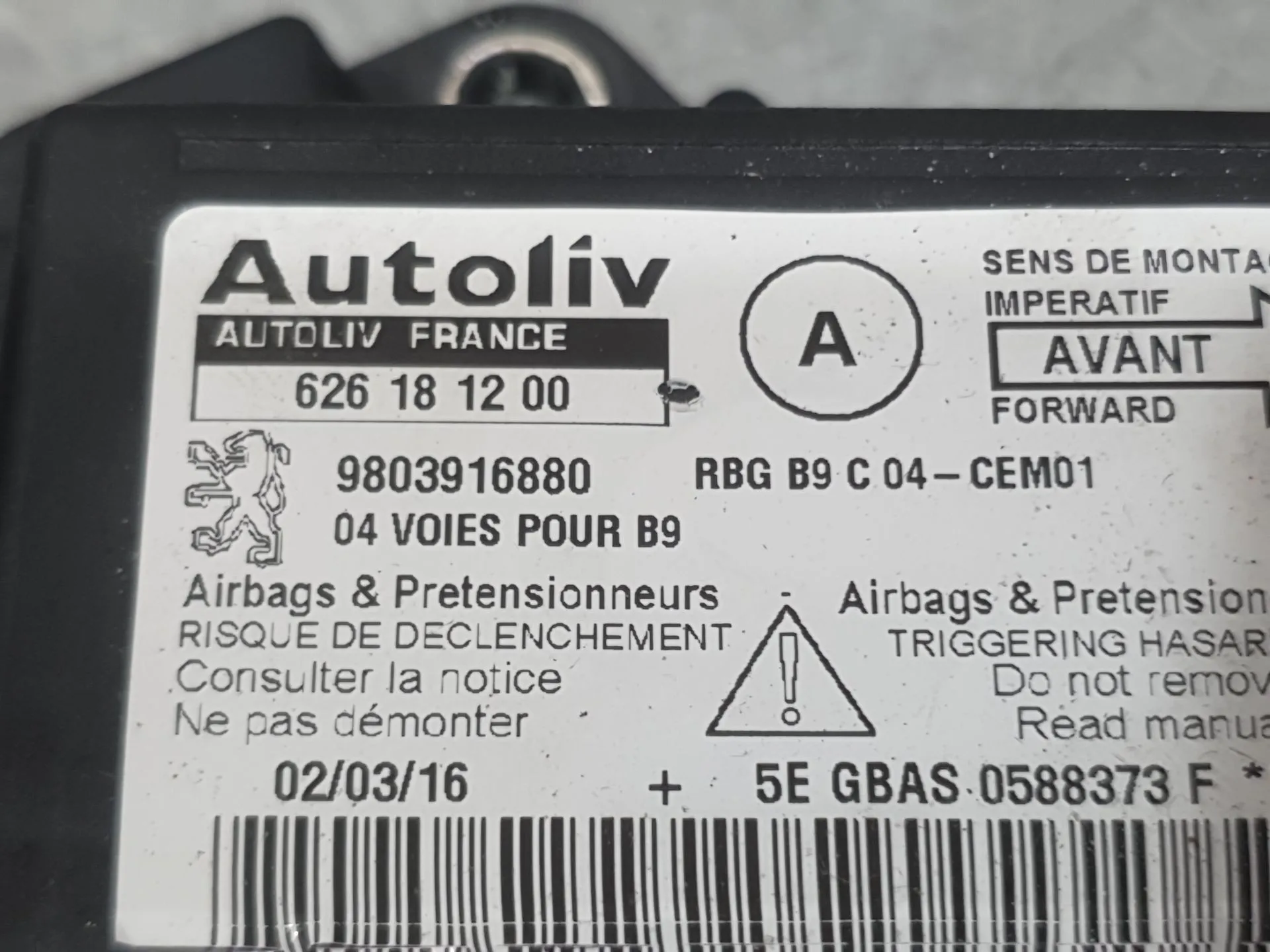 Airbag Delantero Izquierdo para Citroën Berlingo Multispace (B9)