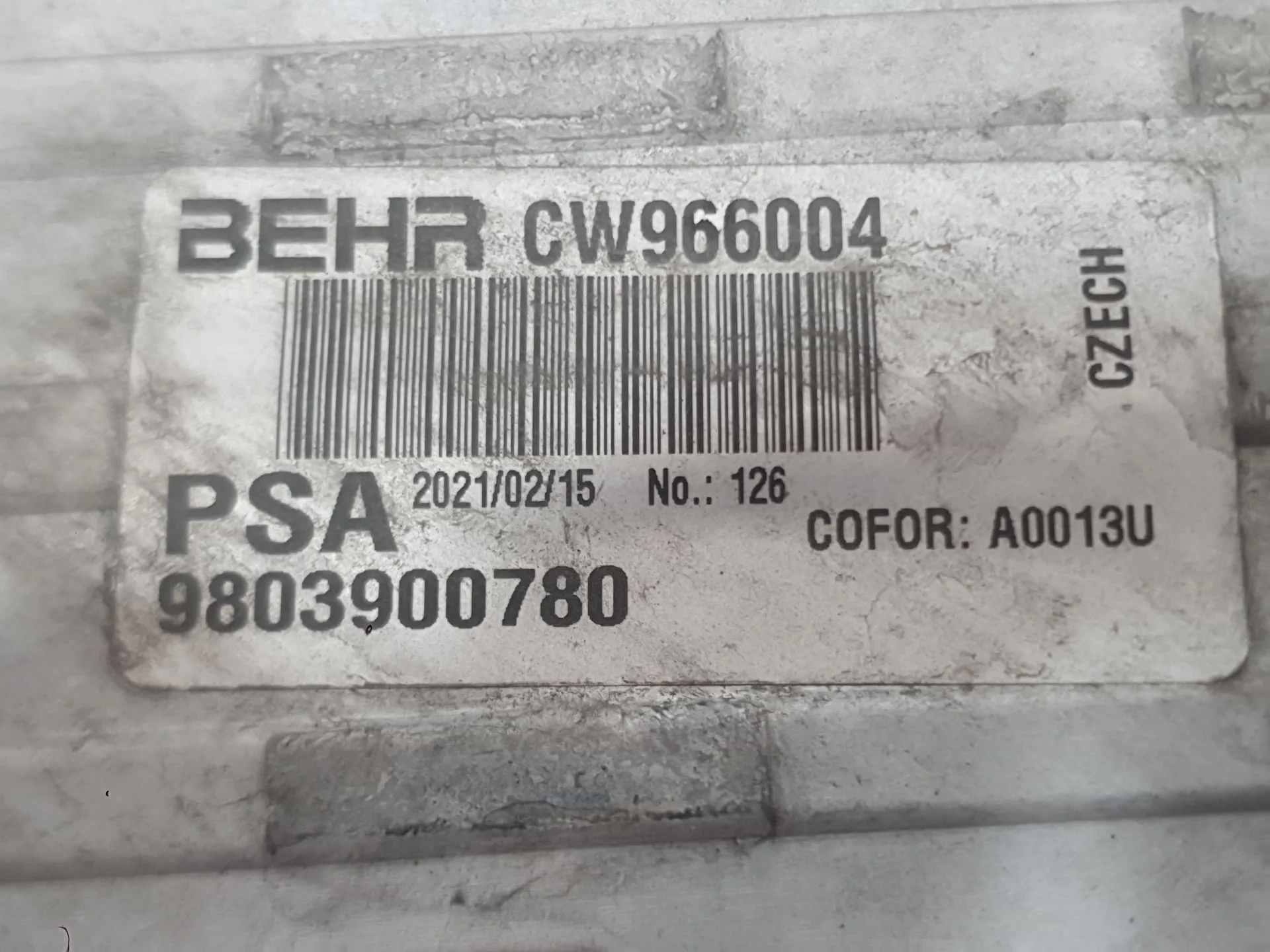 Intercooler para Citroën C3 Iii (Sx)