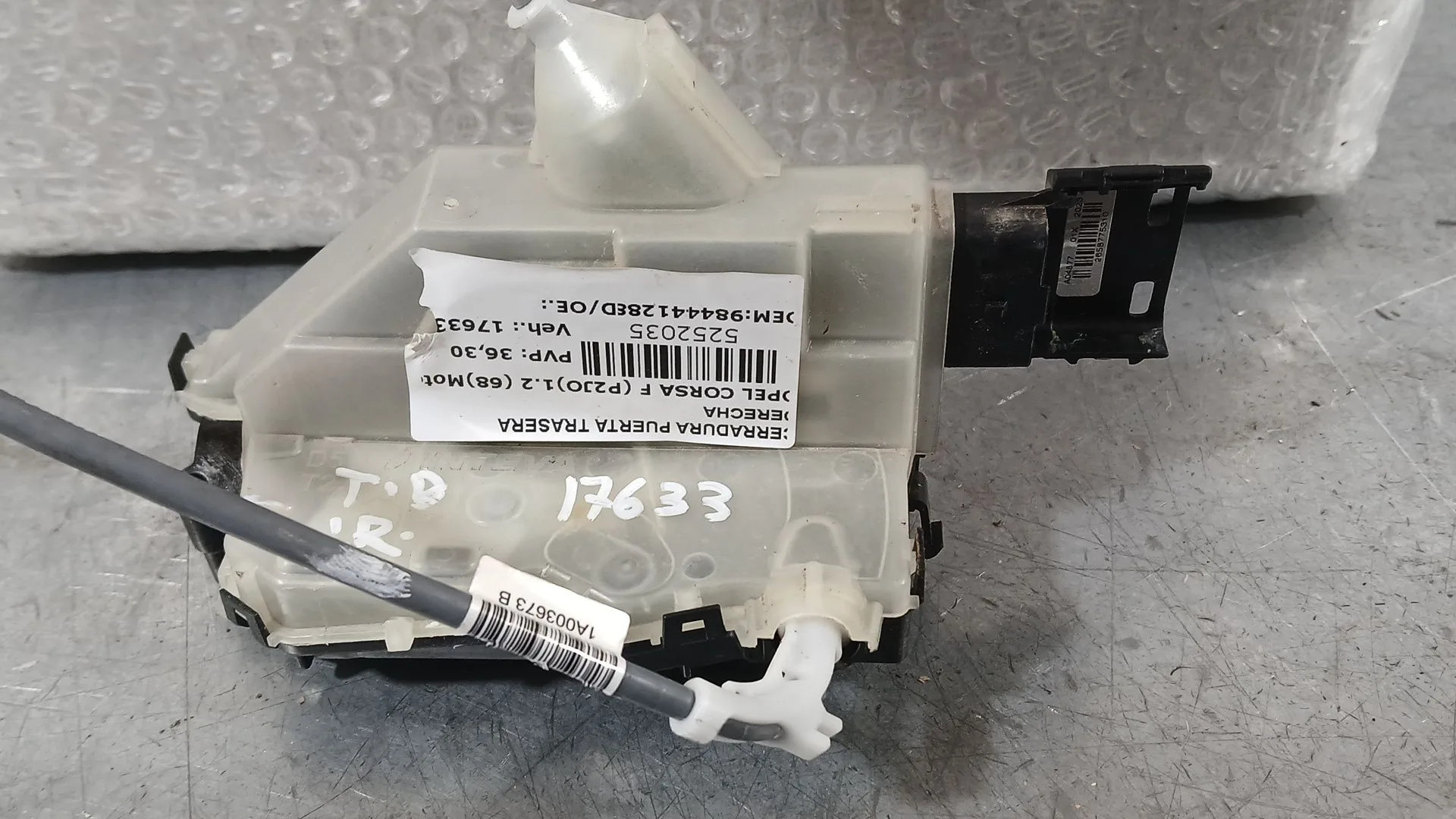 Cerradura Puerta Trasera Derecha para Opel Corsa F (P2Jo)
