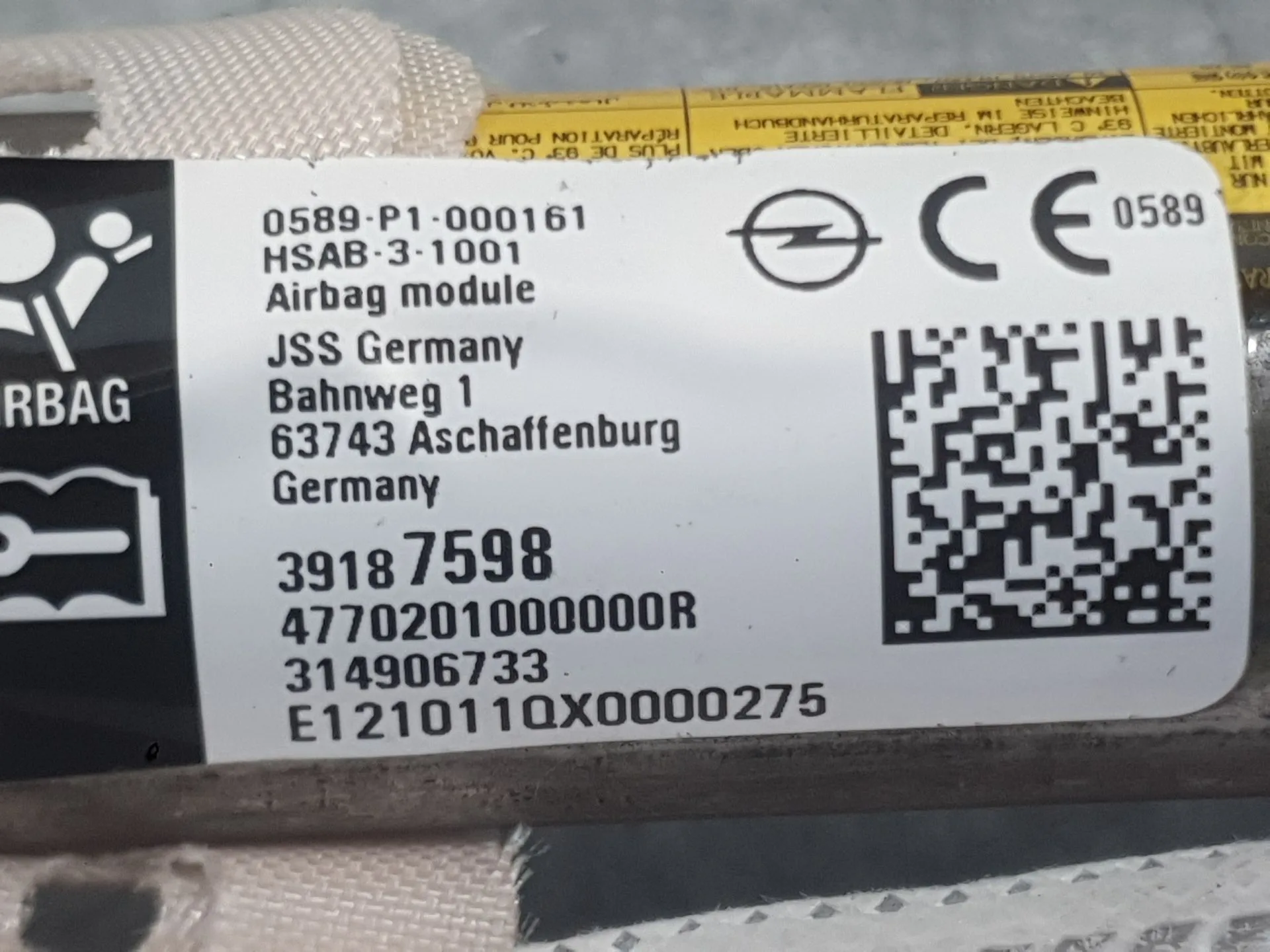 Airbag Cortina Delantero Derecho para Opel Astra K (B16)