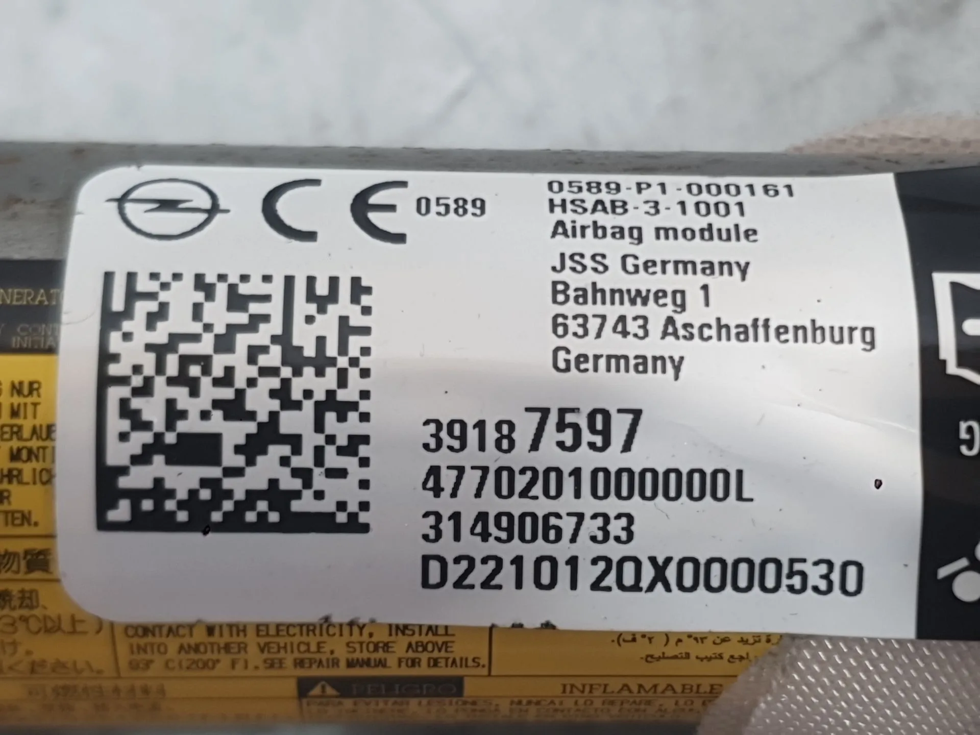 Airbag Cortina Delantero Izquierdo para Opel Astra K (B16)
