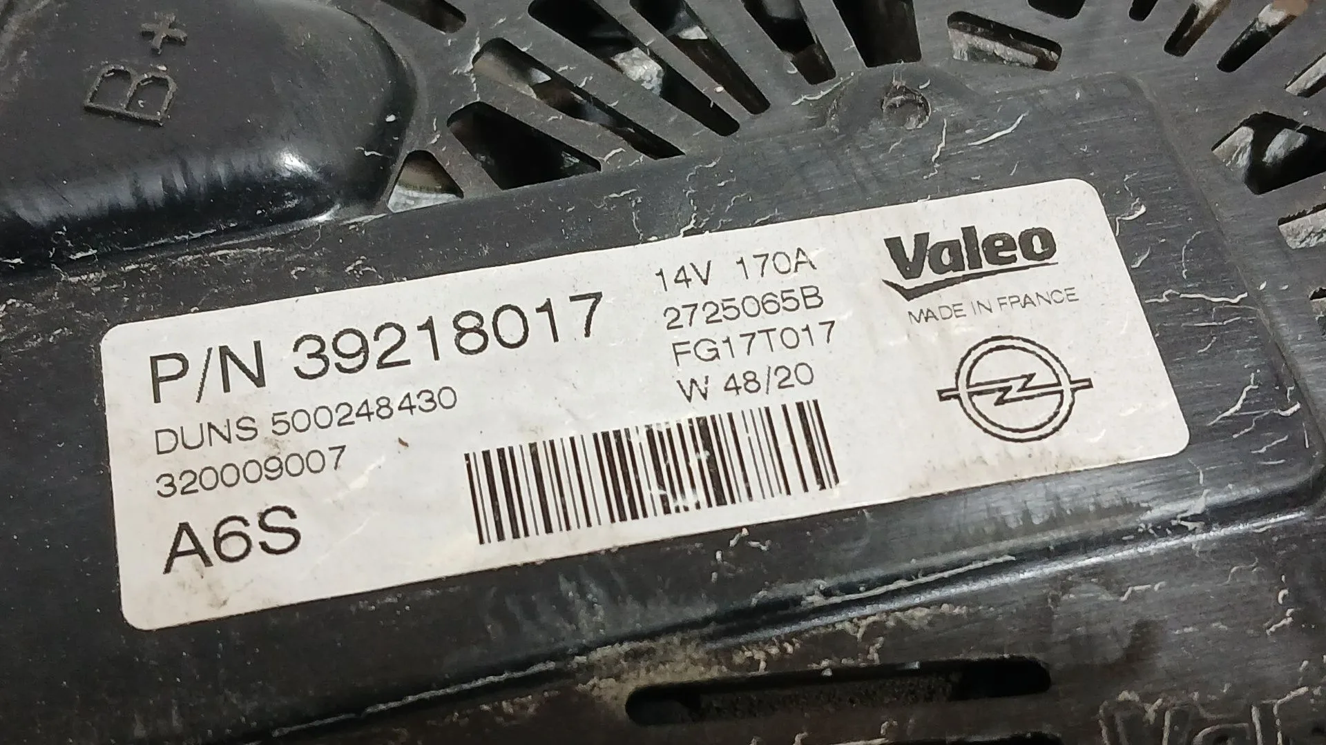 Alternador para Opel Astra K (B16)