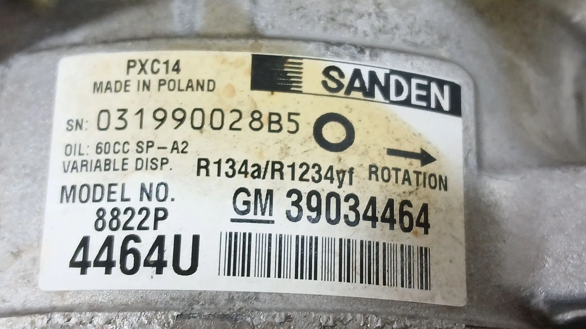 Compresor Aire Acondicionado para Opel Astra K (B16)