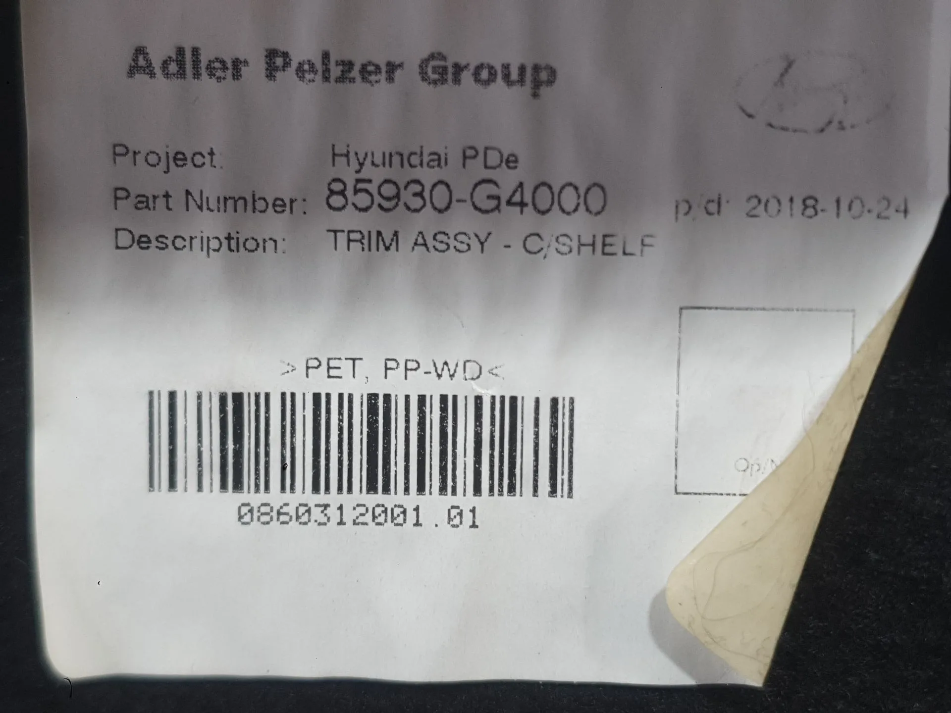 Bandeja Trasera para Hyundai I30 (Pde, Pd, Pden)
