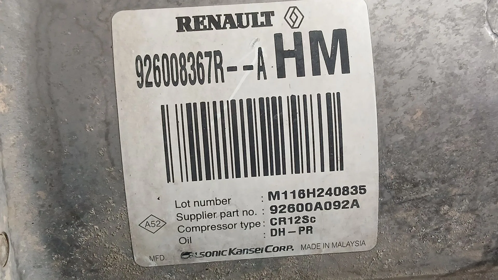 Compresor Aire Acondicionado para Dacia Duster (Hs_)