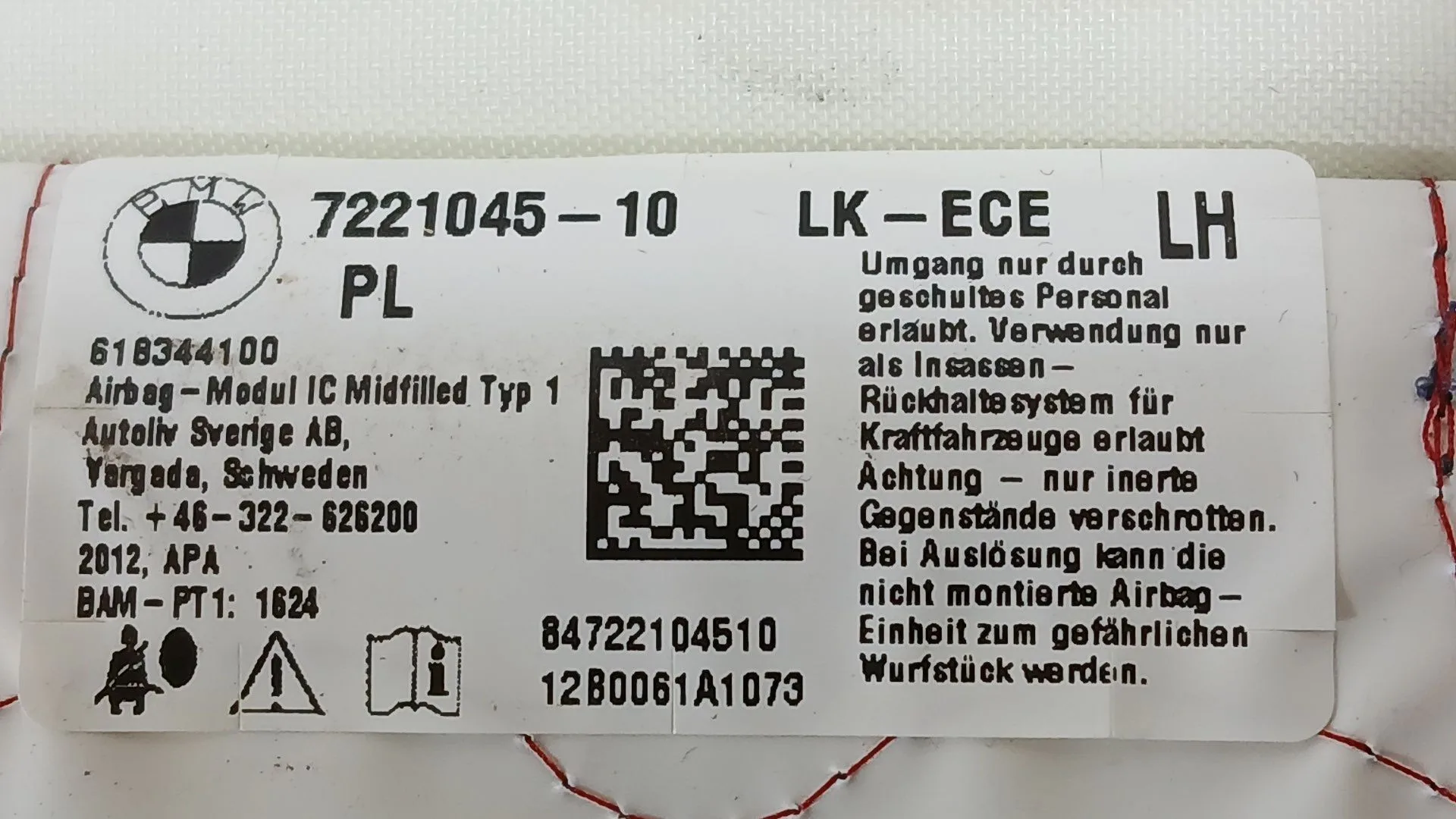 Airbag Cortina Delantero Izquierdo para Bmw 1 (F20)
