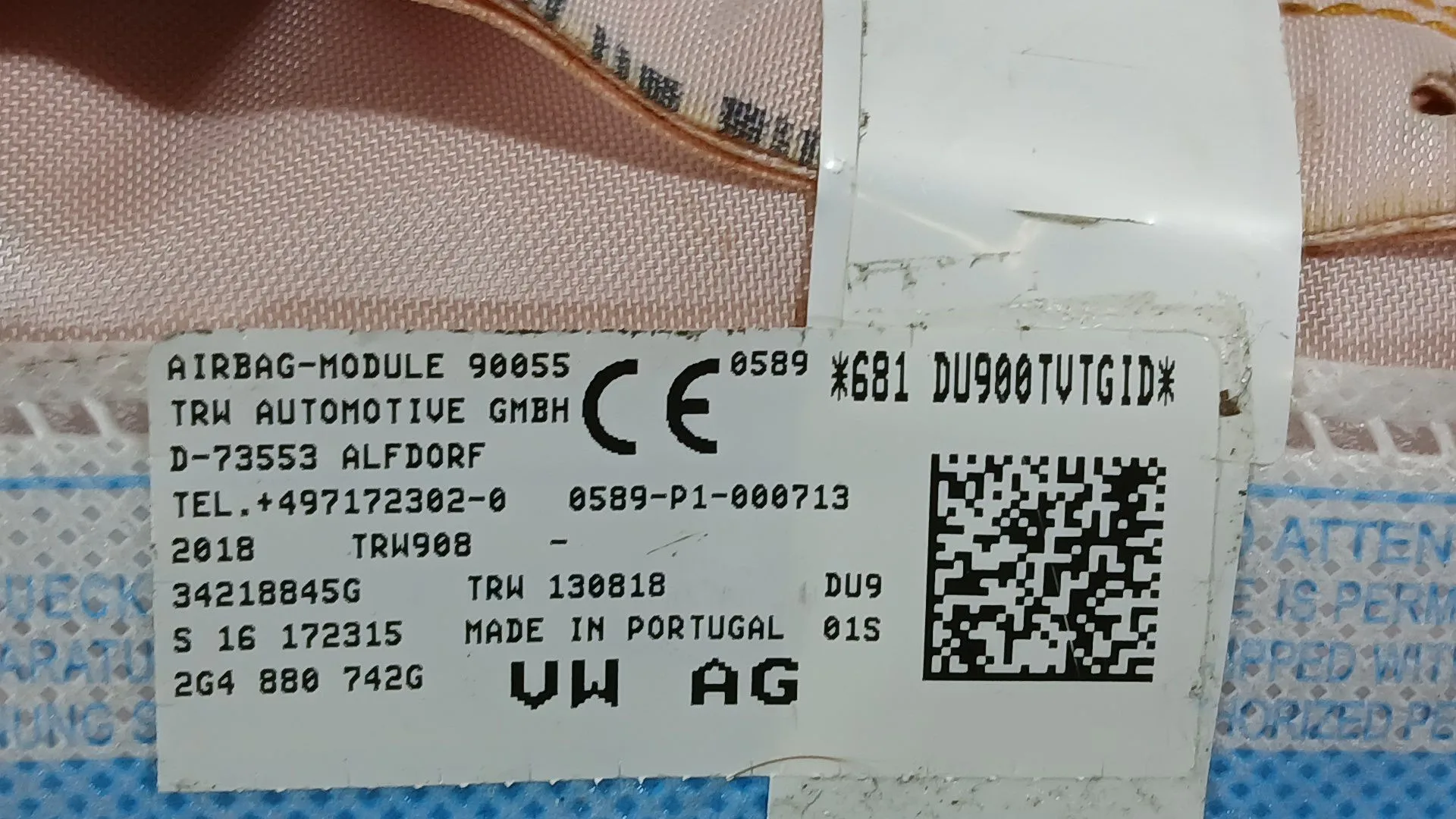 Airbag Cortina Delantero Derecho para Volkswagen Polo Vi (Aw1, Bz1, Ae1)