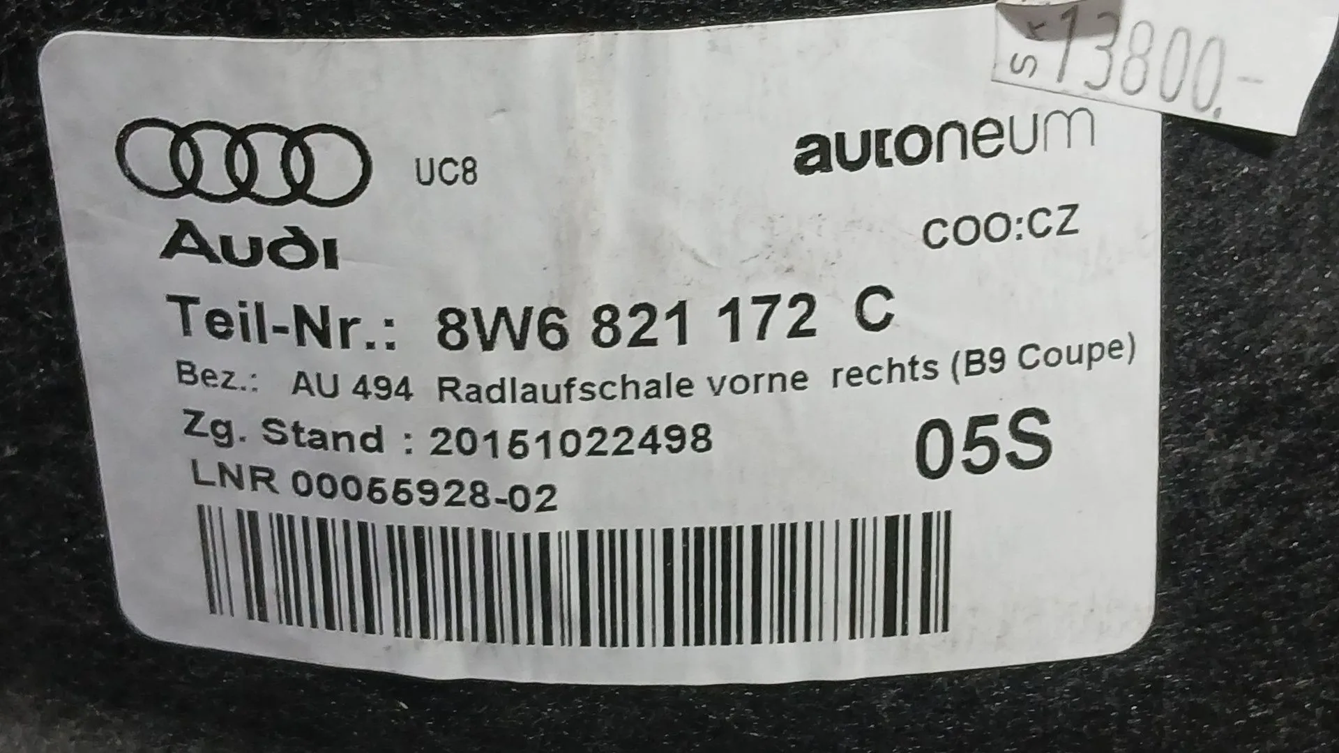 Plastico Pase Rueda Del. Dch. para Audi A5 (F53, F5P)