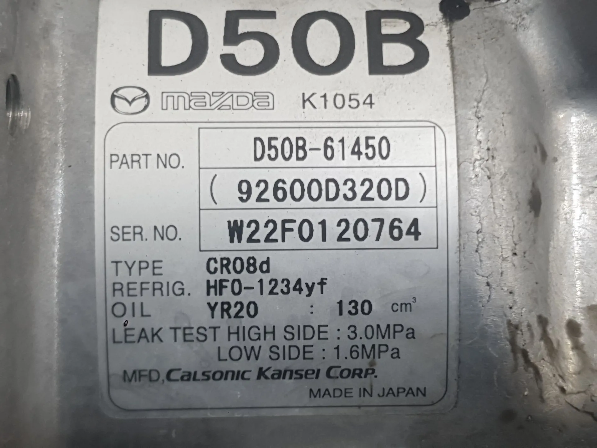 Compresor Aire Acondicionado para Mazda 2 Hatchback (Dl, Dj)