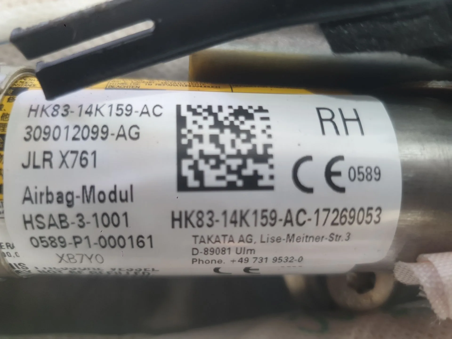 Airbag Cortina Delantero Derecho para Jaguar F-Pace (X761)