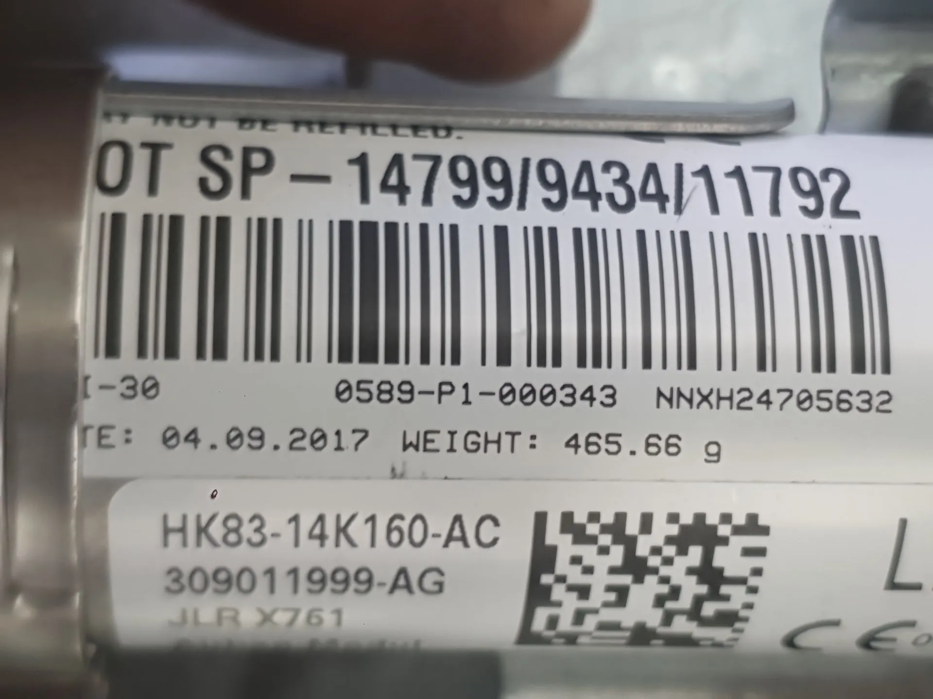 Airbag Cortina Delantero Izquierdo para Jaguar F-Pace (X761)
