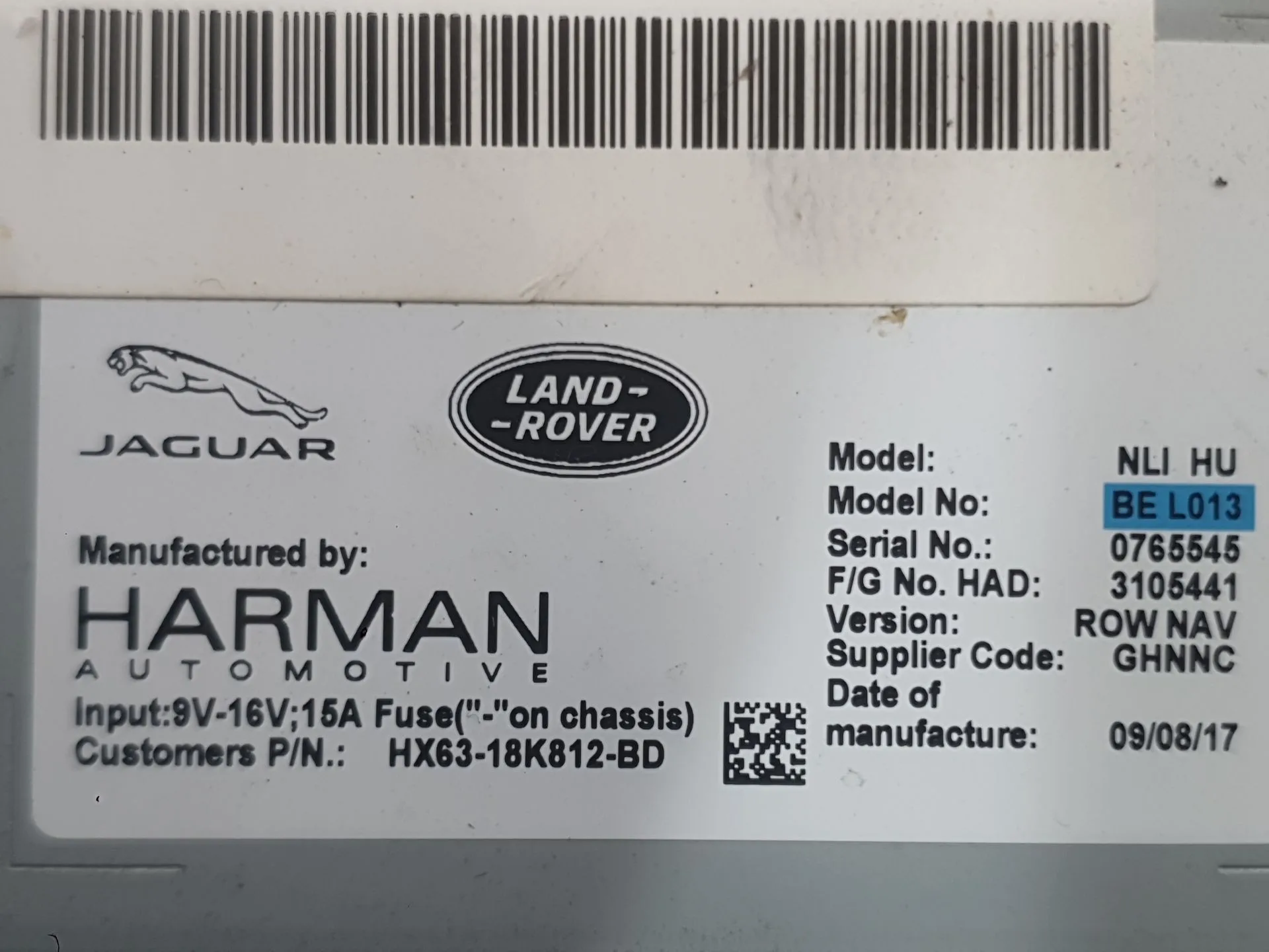 Sistema Audio / Radio para Jaguar F-Pace (X761)
