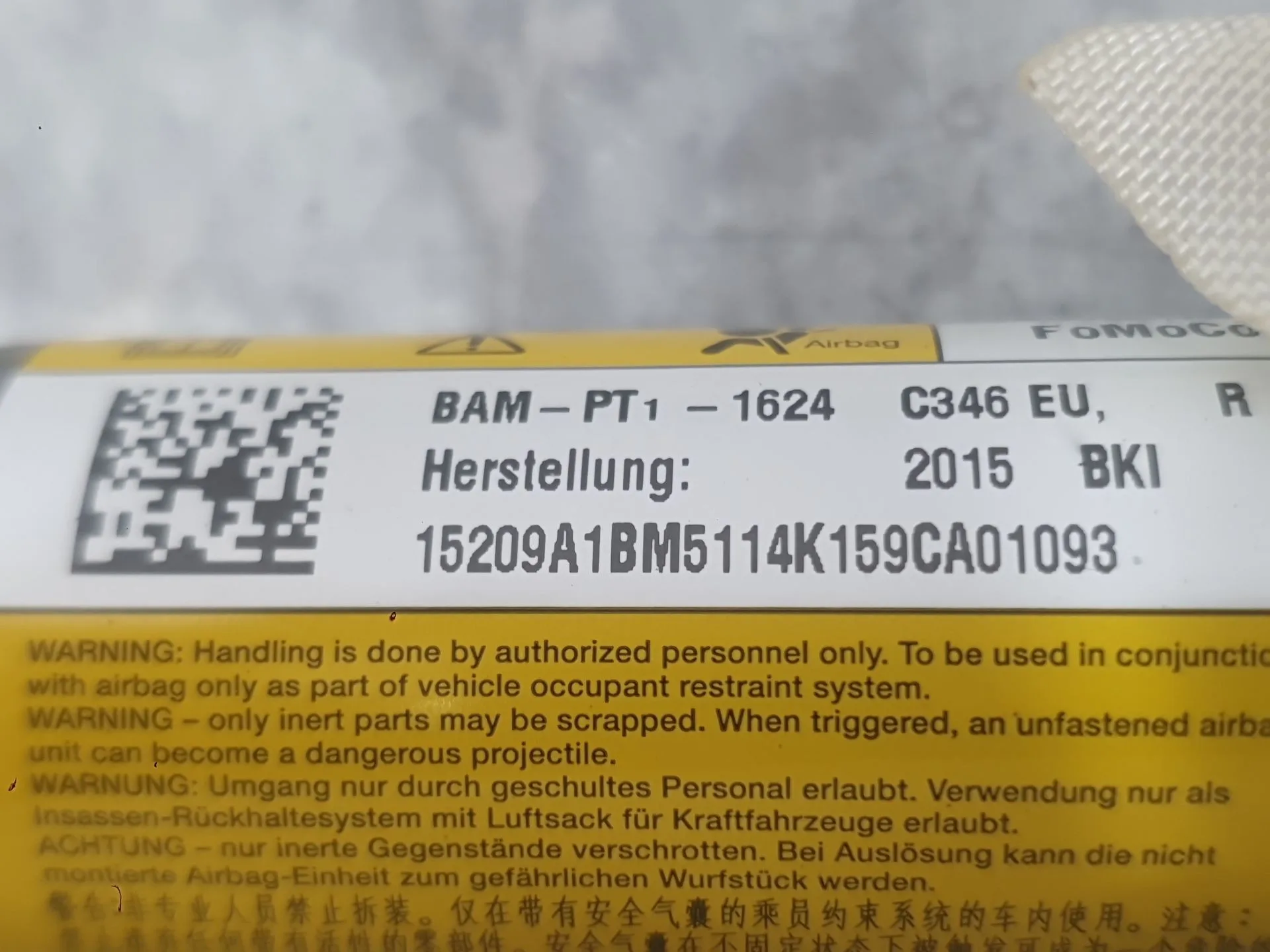 Airbag Cortina Delantero Derecho para Ford Focus Iii