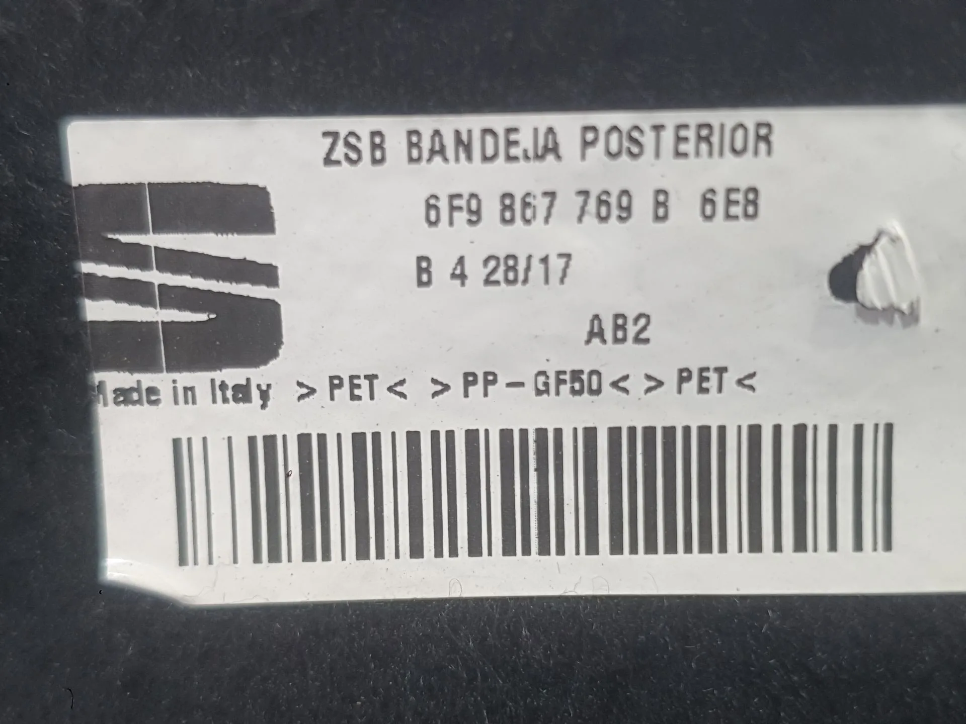 Bandeja Trasera para Seat Arona (Kj7, Kjp)